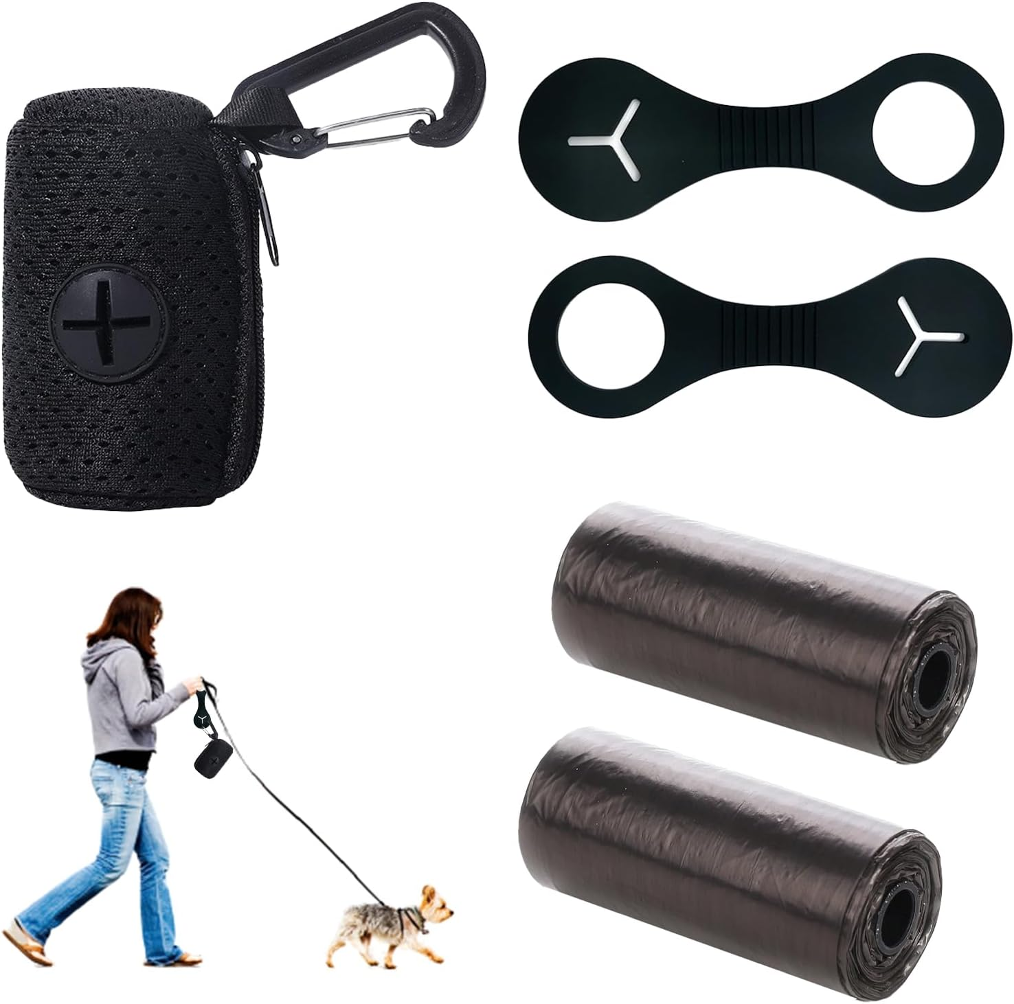 5 Pcs Dog Poop Bags, Dog Poop Bag Holder, Dog Poo Bags Silicone Handle, Pet Dog Poop Bag Dispenser, Pet Cleaning Supplies, for Leash Accessories image number 2