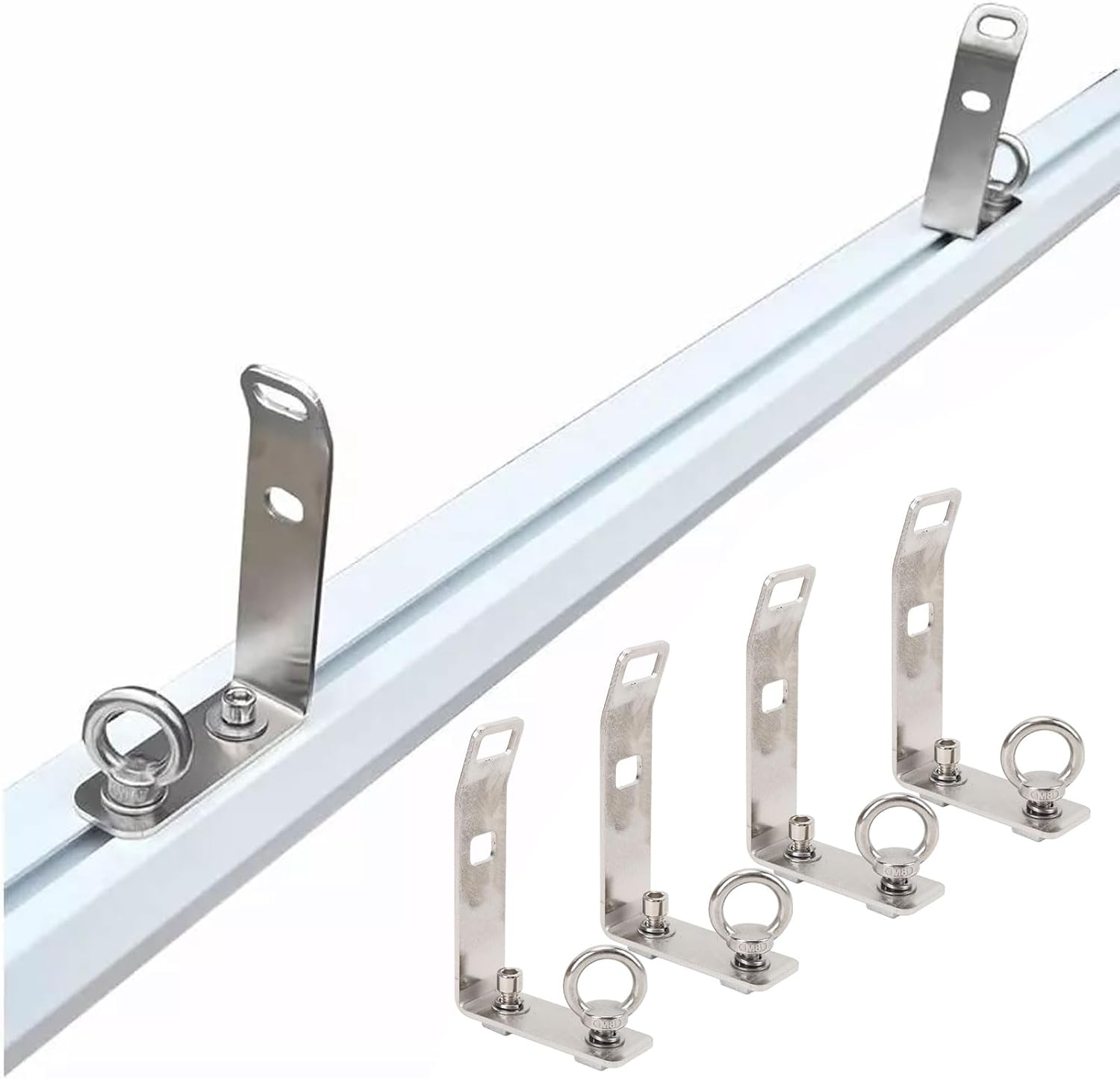 4Pcs Load Stops Replacement T-Slot Truck Cross Bar, 304 Stainless Steel Roof Rack Cross Bar Tie down for Ladder Firewood Skis Kayak image number 4