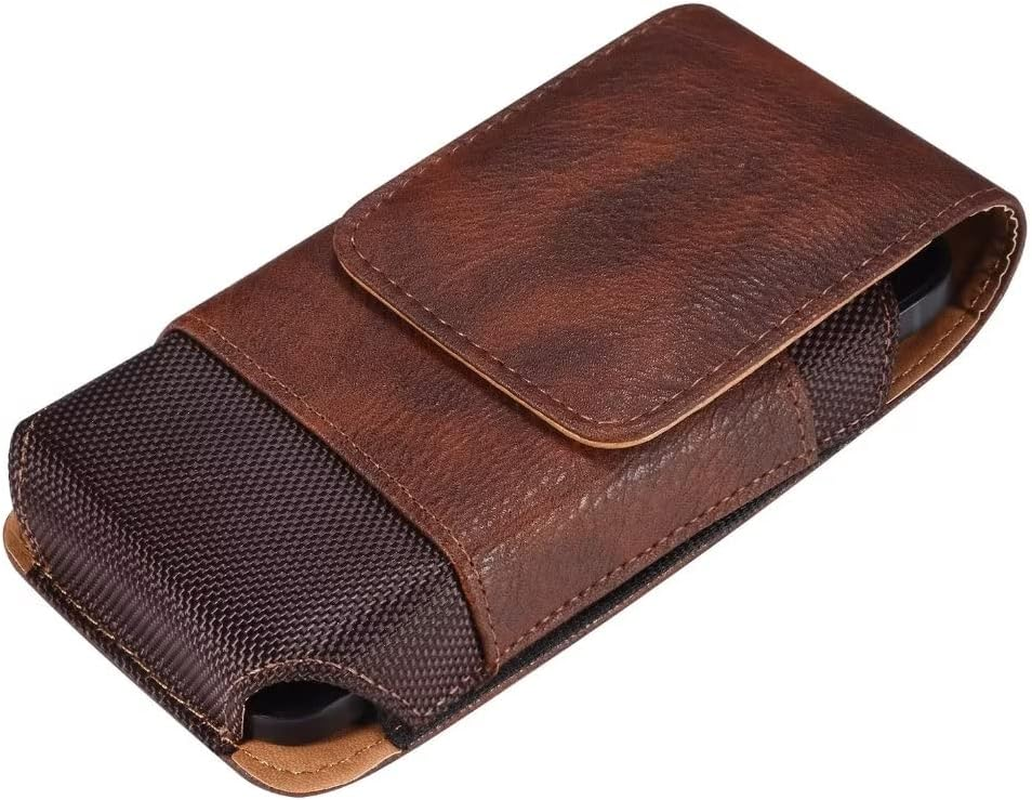 QBYVQQN Mobile Phone Belt Clip Holster Men'S Leather, 6.5 Inch Small Universal Leather Smartphone Holder with Belt Loop Carry Bag, Card Slot Purse Wallet image number 5