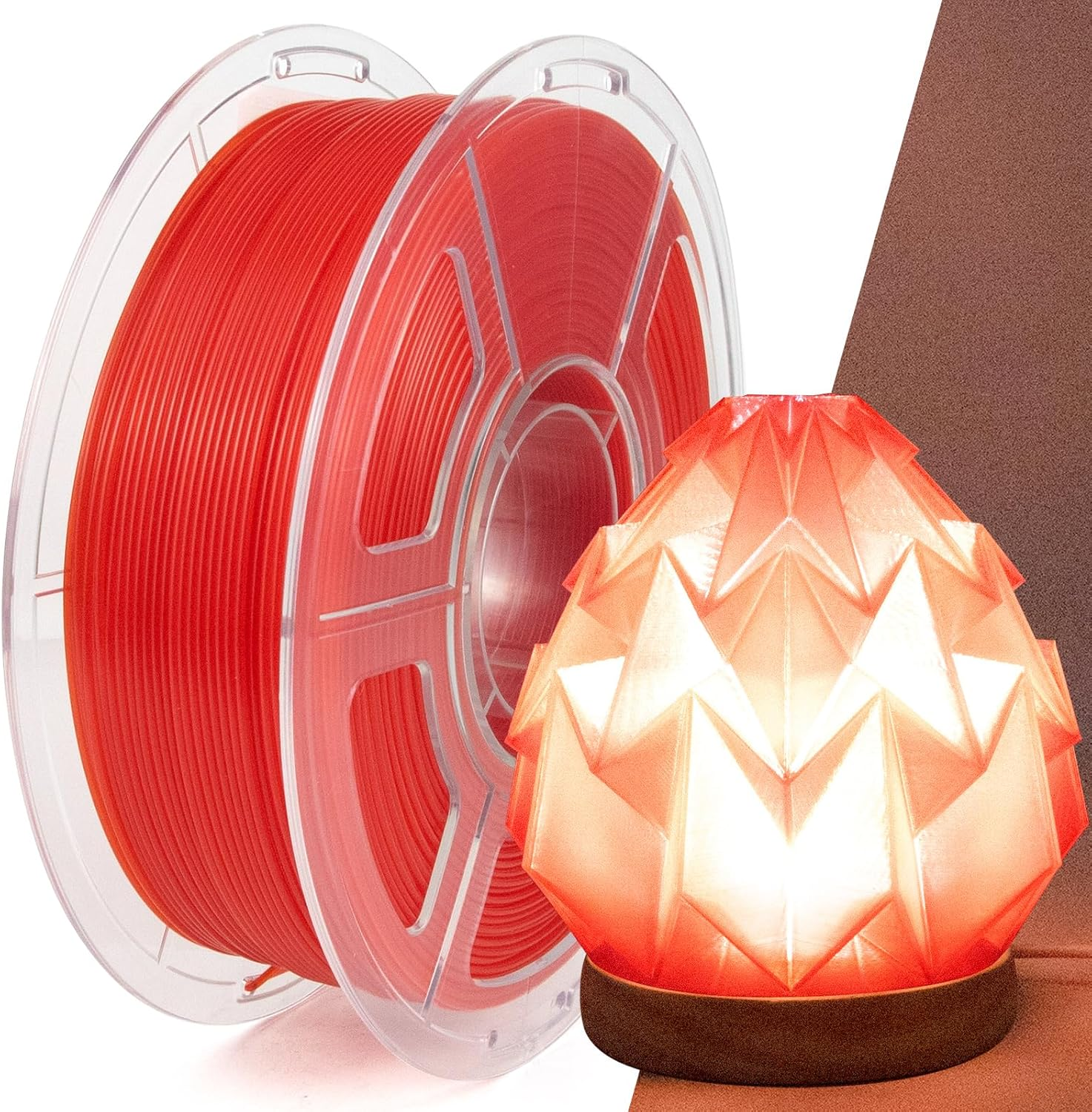 IEMAI Transparent Filament Clear PLA Filament 1.75Mm, High Light Transmittance Clear Red 3D Printer Filament, Transparent PLA Filament 1Kg(2.2Lbs) Spool