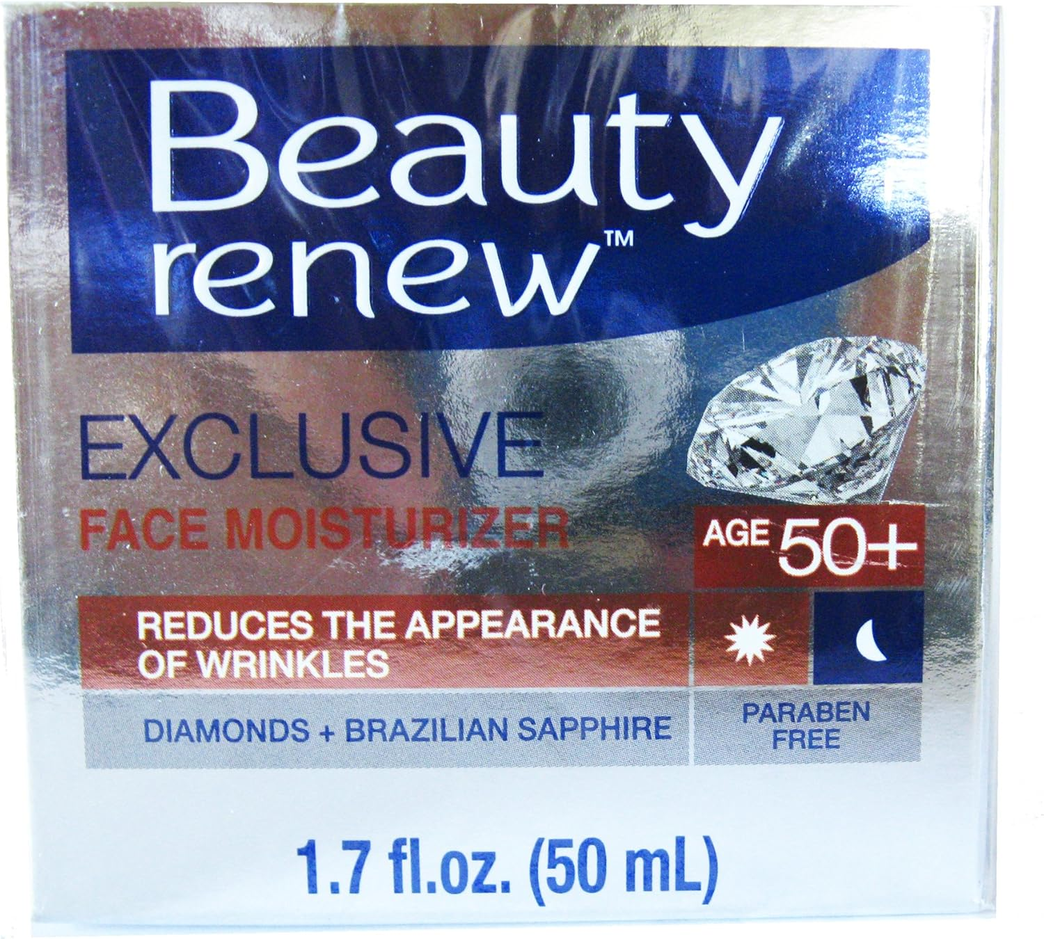 Beauty Renew 50+ Exclusive Day & Night Face Moisturizer Cream Diamonds and Brazilian Saphire image number 2