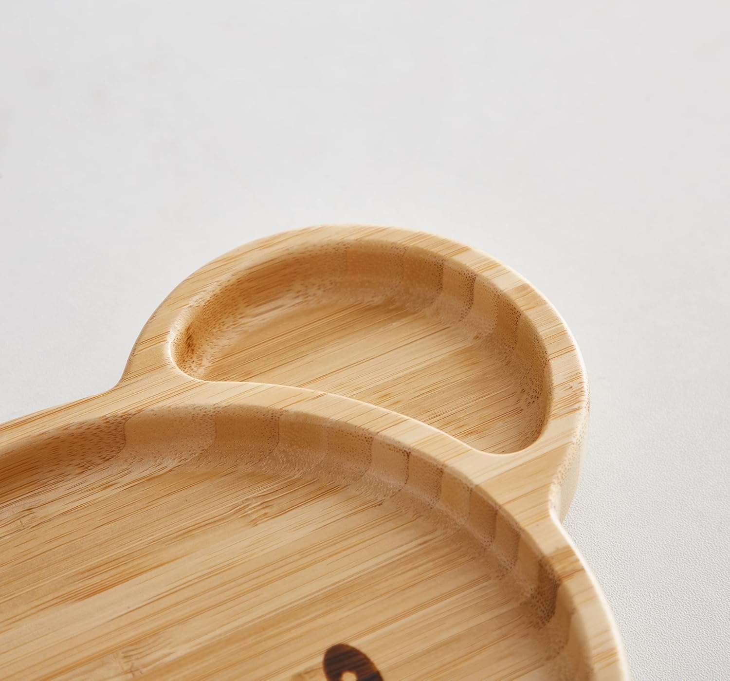 Bamboo Baby Silicone Suction Plate & Spoon Set for Toddler Kids Self Feeding - Wood Handled Spoon with Silicone Tips - Non-Slip Stay Put Divided Weaning Set for High Chair (Earthy Orange) image number 1