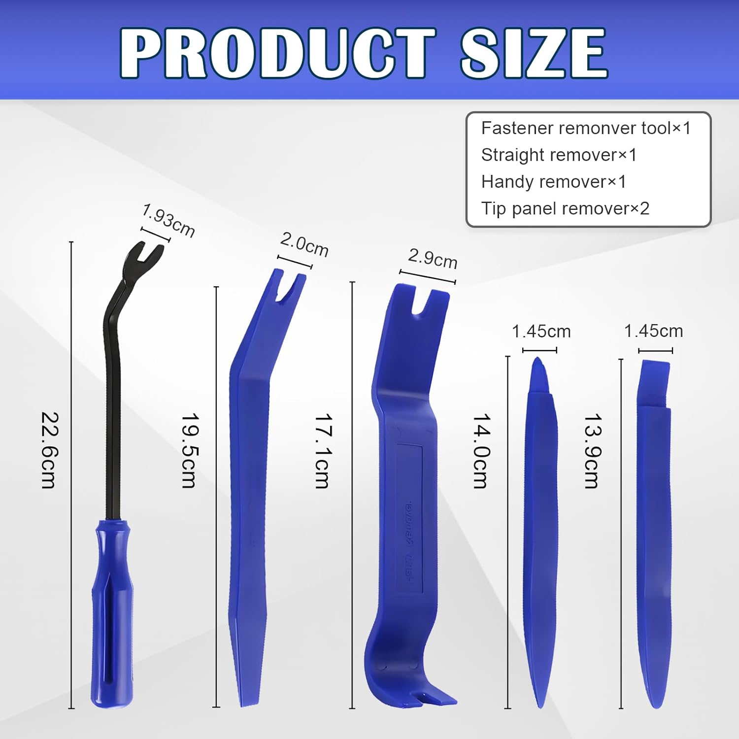 5Pcs Car Trim Removal Tool Kit, Plastic Panel Fastener Removal Tool Auto Clip Pliers Push Pin Puller Pry Tool Kit Fastener Remover for Car Panel/Dash/Door (Blue) image number 5