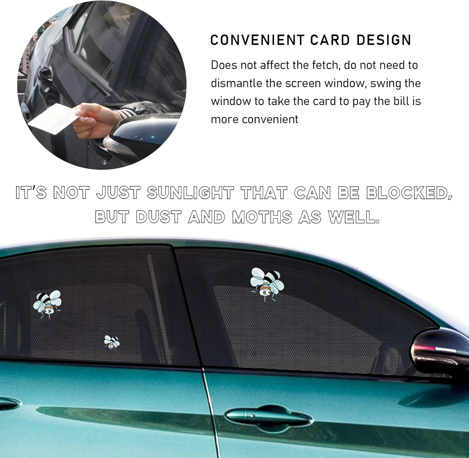 Ohleats 4 PCS Car Window Shades, Auto Front Rear Side Window Sun Shades for Block Heat & UV Protection, Breathable Mesh Baby Window Screen Covers, Universal Car Accessories (SUV)