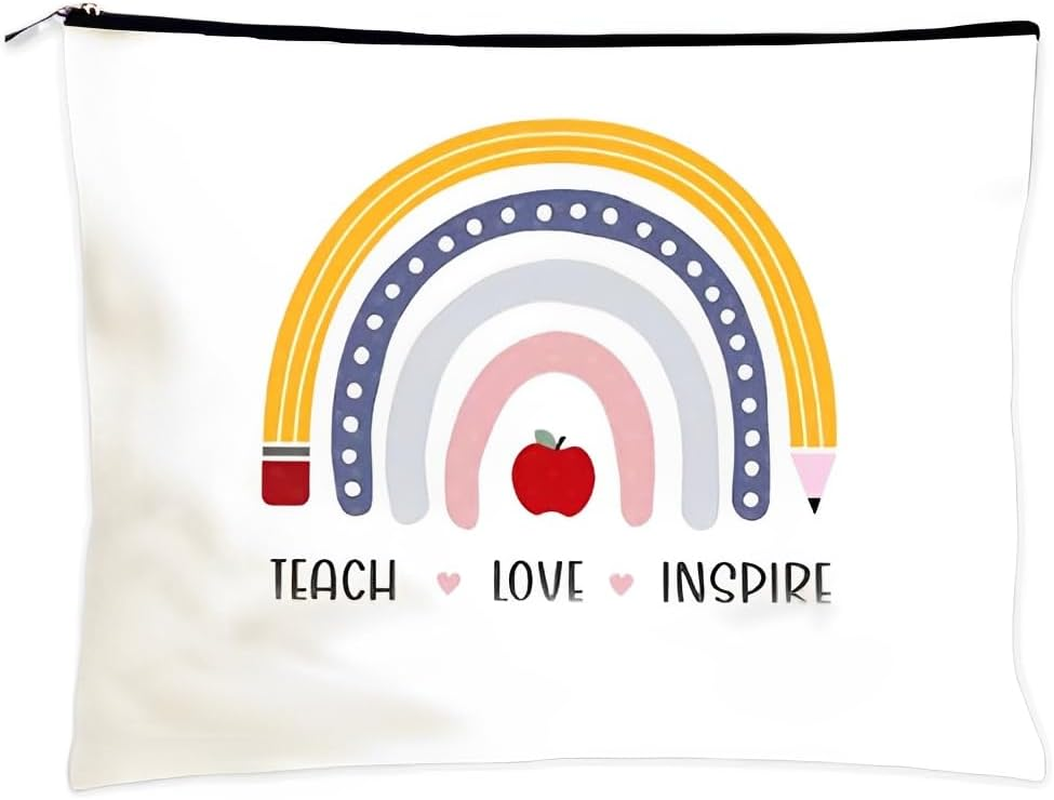 IKOPFLN 1 Piece Patterned Canvas Zipper Pouch Women Makeup Bag image number 3