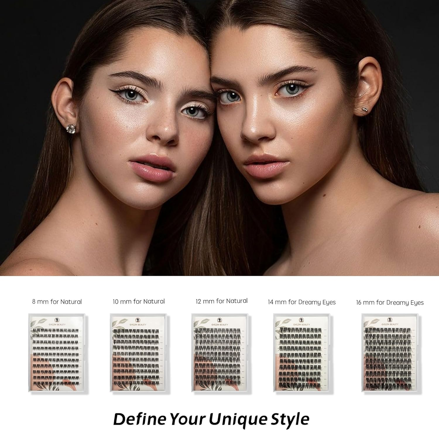 Wispy Natural Look,10Mm,12Mm,14Mm,16Mm(10-16Mm) C Curl Lash Clusters,Multi-Styles,Individual Lash Extensions,Lightweight, Easy to Apply,Suitable for Any Occasion,Ehszm Beauty(Natrual+Classic) image number 3