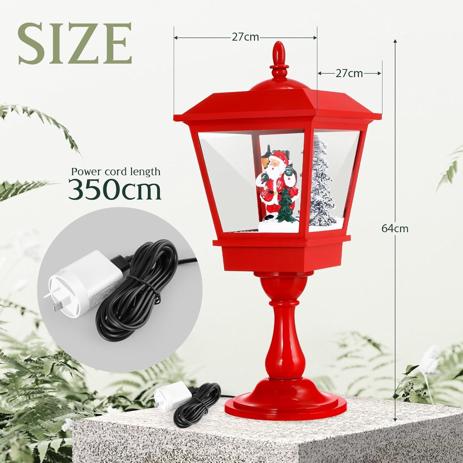 Christmas Led Street Light Snowing Post Xmas Decoration Ornaments Lantern Music Table Lamp Indoor Outdoor Path Garden Main Gate Pole Pillar image number 5