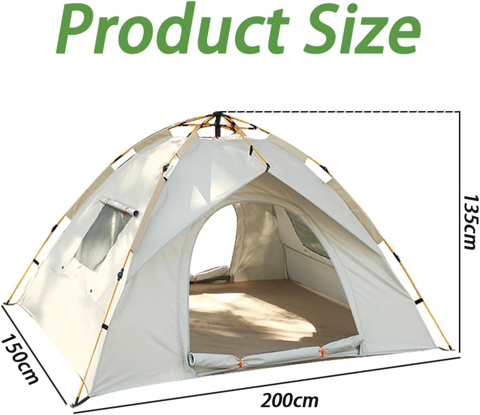 Camping Tent Automatic 2-3 Man Person Instant Tent Pop up Tent, Waterproof Windproof Outdoor Tent, Large Lightweight 4 Seasons Tent for Hiking Backpacking Travel image number 4