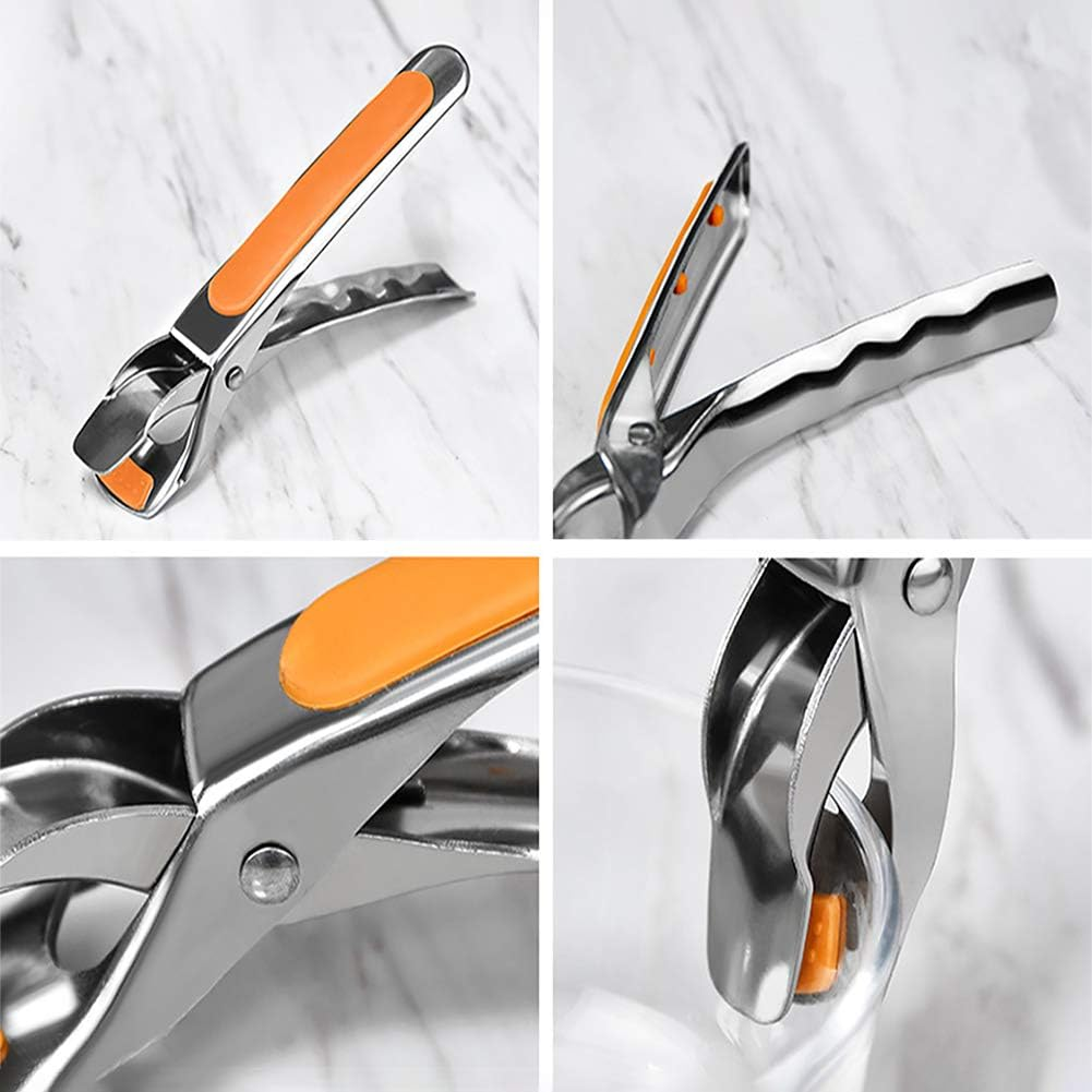 Hot Plate Gripper, anti Scald Clamp Clip, Pizza Pan Gripper Ergonomic Bowl Clip Restaurant Hot Plate Gripper Stainless Steel, Air Fryer Pans Gripper for Camping, Bbq(Orange) image number 6