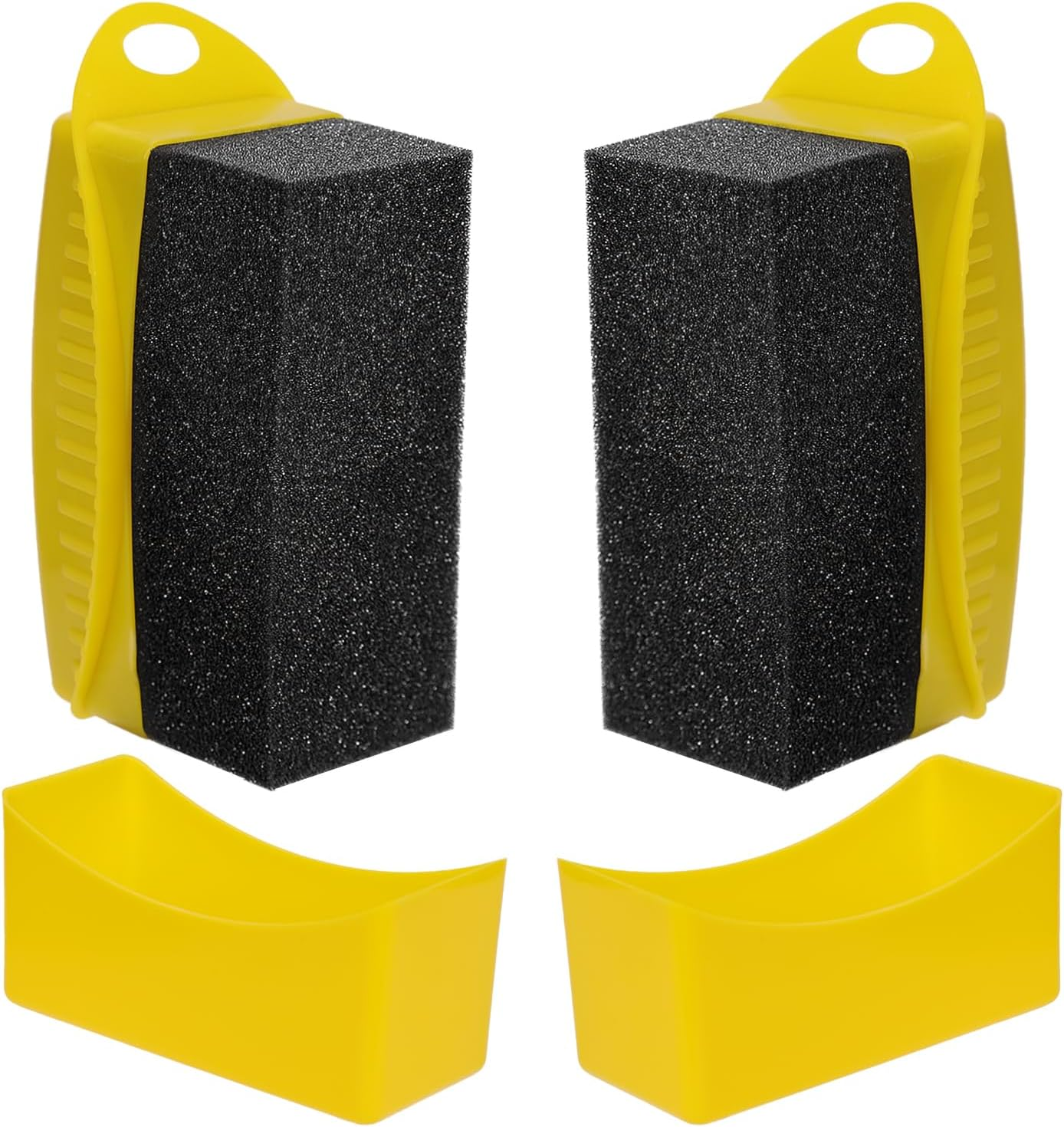 2Pcs Tire Shine Applicator, Reusable Tire Dressing Applicator Pad with Ergonomic Rectangular Box Auto Detailing Wheel Cleaner Tire Sponge Brush for Car Cleaning Supplies(Black)