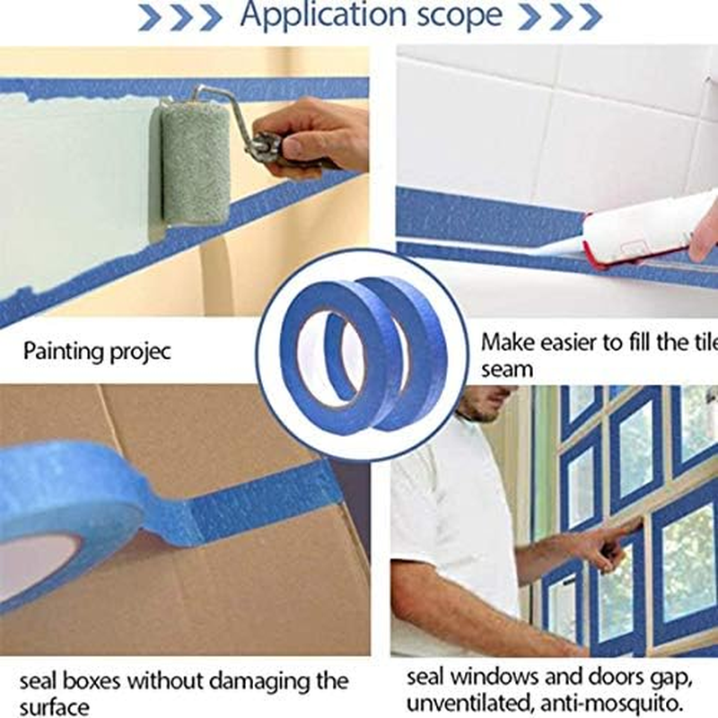 Welstik 50MM*55M Pro-Grade Blue Painters Tape 4 Rolls, Suitable for House Decoration, 3D Printer, Calligraphy and Painting, Advertising Production,Etc, Easy-Tear, Pro-Grade Removable Masking Tape image number 4