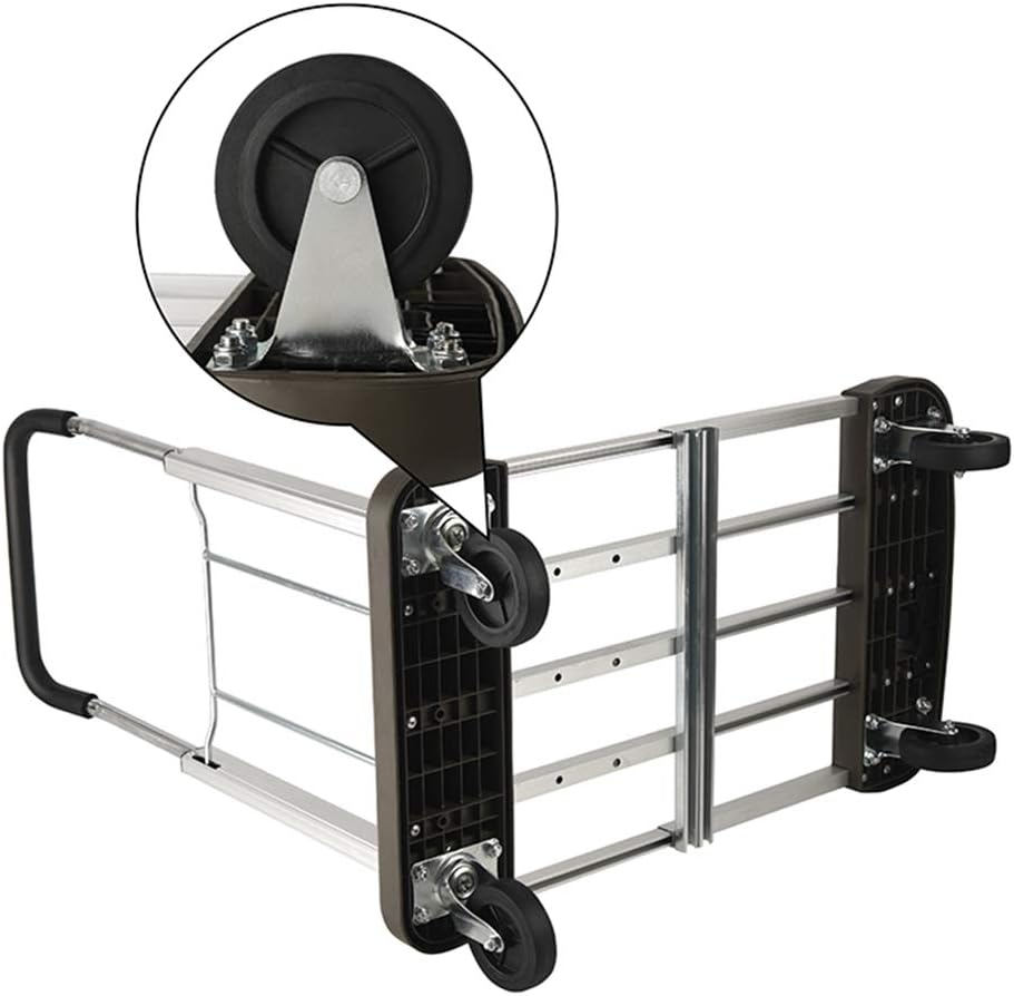 Foldable Push Cart Aluminum Alloy Platform Cart with Polyurethane Mute Wheel,150Kg Capacity image number 4
