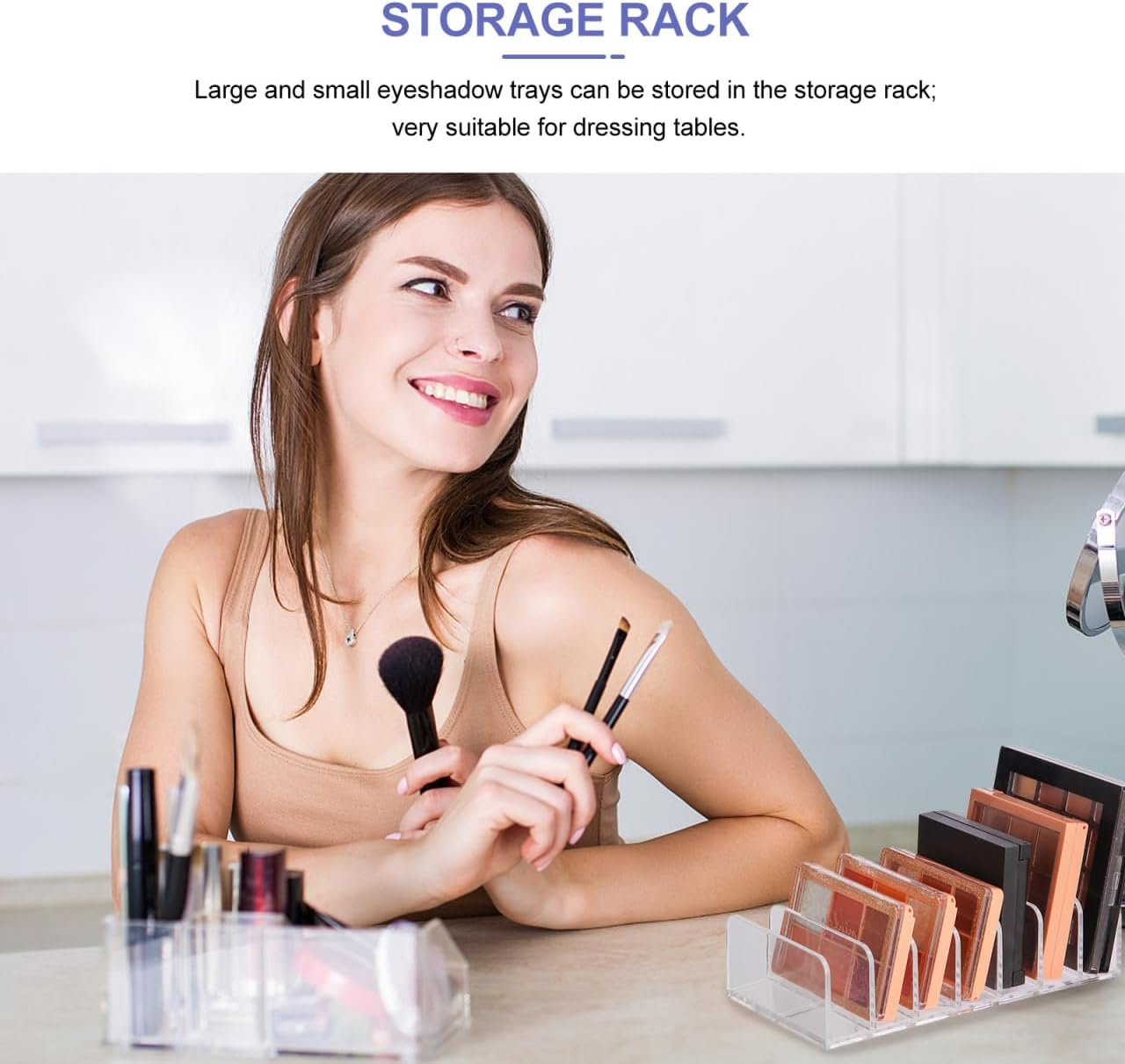 NOLITOY Acrylic Eyeshadow Palette Makeup Organizer, 7-Section Makeup Palette Organizer, Vanity Organizer Storage for Cosmetic Accessories, Eye Shadow, Sunglasses, CD Holder image number 6