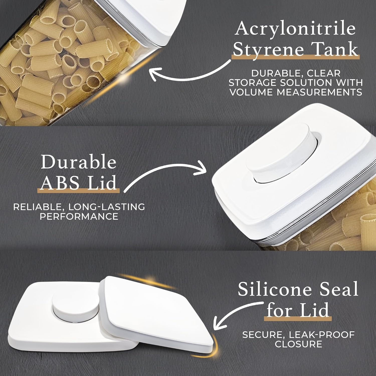 Banksia Lane&reg; Pop Top Airtight Containers - Set of 6, 2X 1200Ml, 2X 2000Ml, 2X 2700Ml Pantry Storage Containers with Push Top Lids - Airtight Food Storage Containers for Kitchen Organisation image number 4