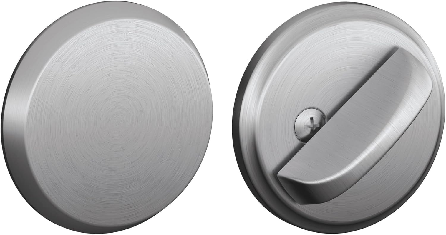 Schlage B81619 Satin Nickel Single Sided Residential Deadbolt with Thumbturn and outside Trim Plate from the B-Series image number 5