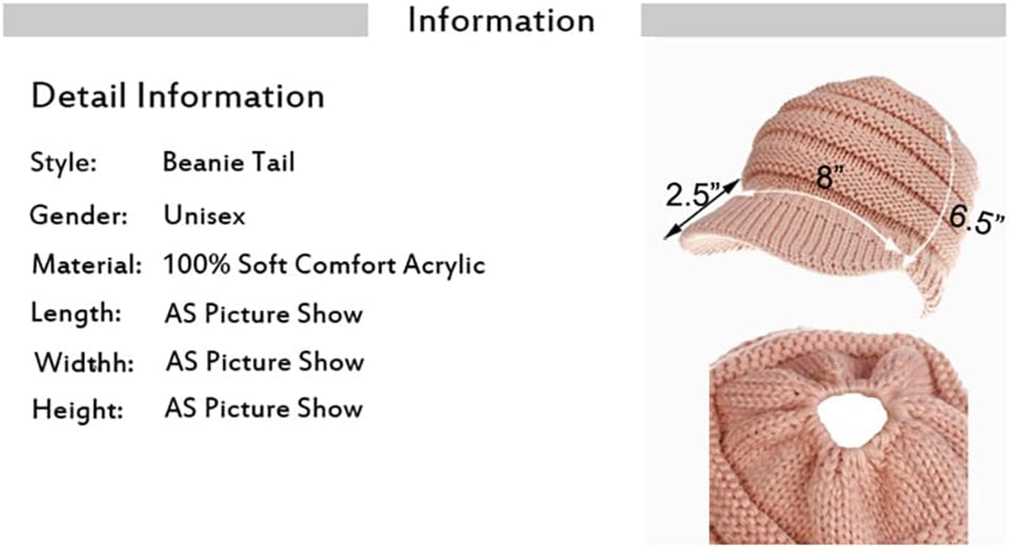 Eachwell Women Cable Knit Beanie Cap Soft Stretch Messy High Bun Winter Ponytail Hat - Black image number 4