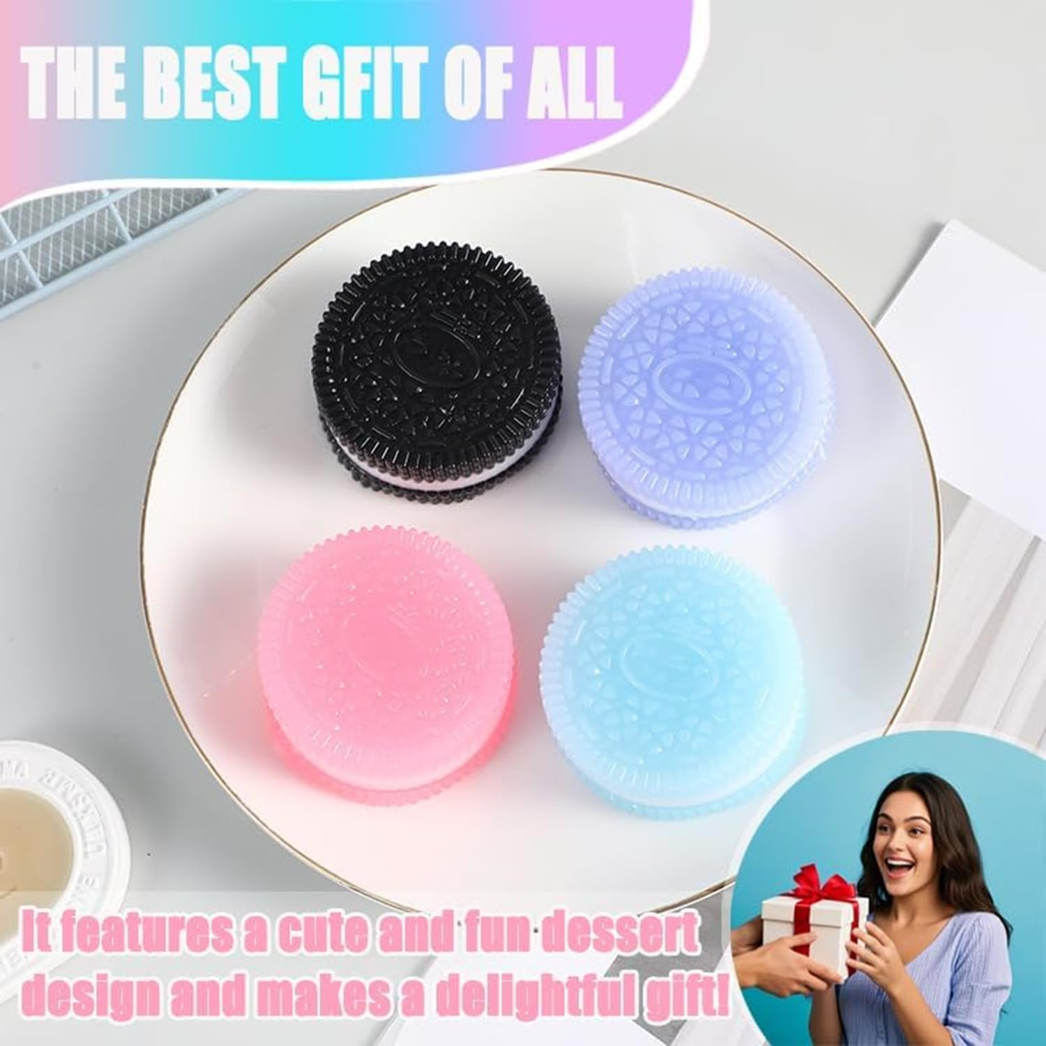 4Pcs Taba Squeeze Toys for Stress Relief, Ultra-Soft Squishy Fidget Toys, Kawaii Dessert Decompression Venting Sensory Toys, Cute Biscuit Fufu Anxiety Relief image number 5