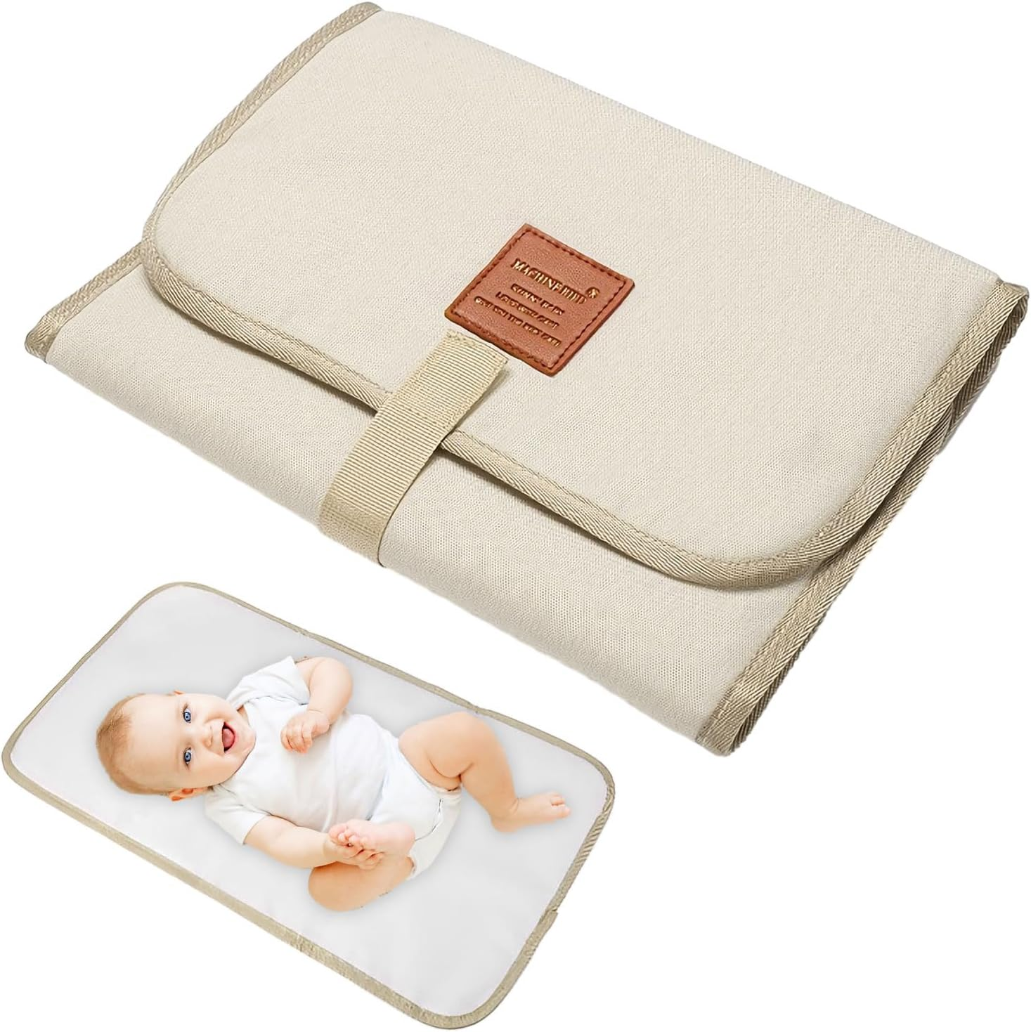 Baby Change Mat, 1 Pcs Baby Changing Mat, Baby Change Pad for Foldable Travel, Waterproof, Portable Change Mat for Washable, Wipeable, Nappy Change Mat for Home Travel outside (White) image number 3