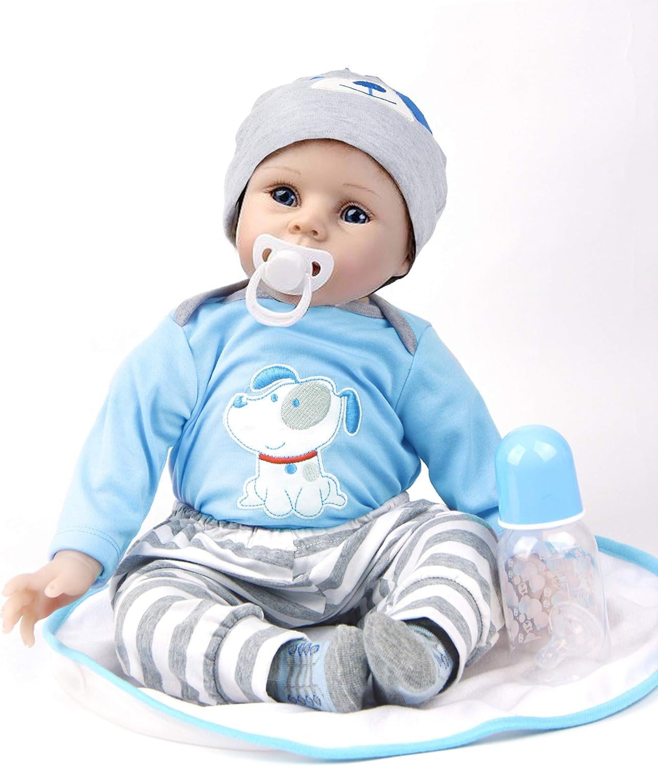 TYRUGD 22 Inches 55 Cm Reborn Doll Blue Boy Newborn Baby Girl or Boy Doll Children'S Gifts 3+