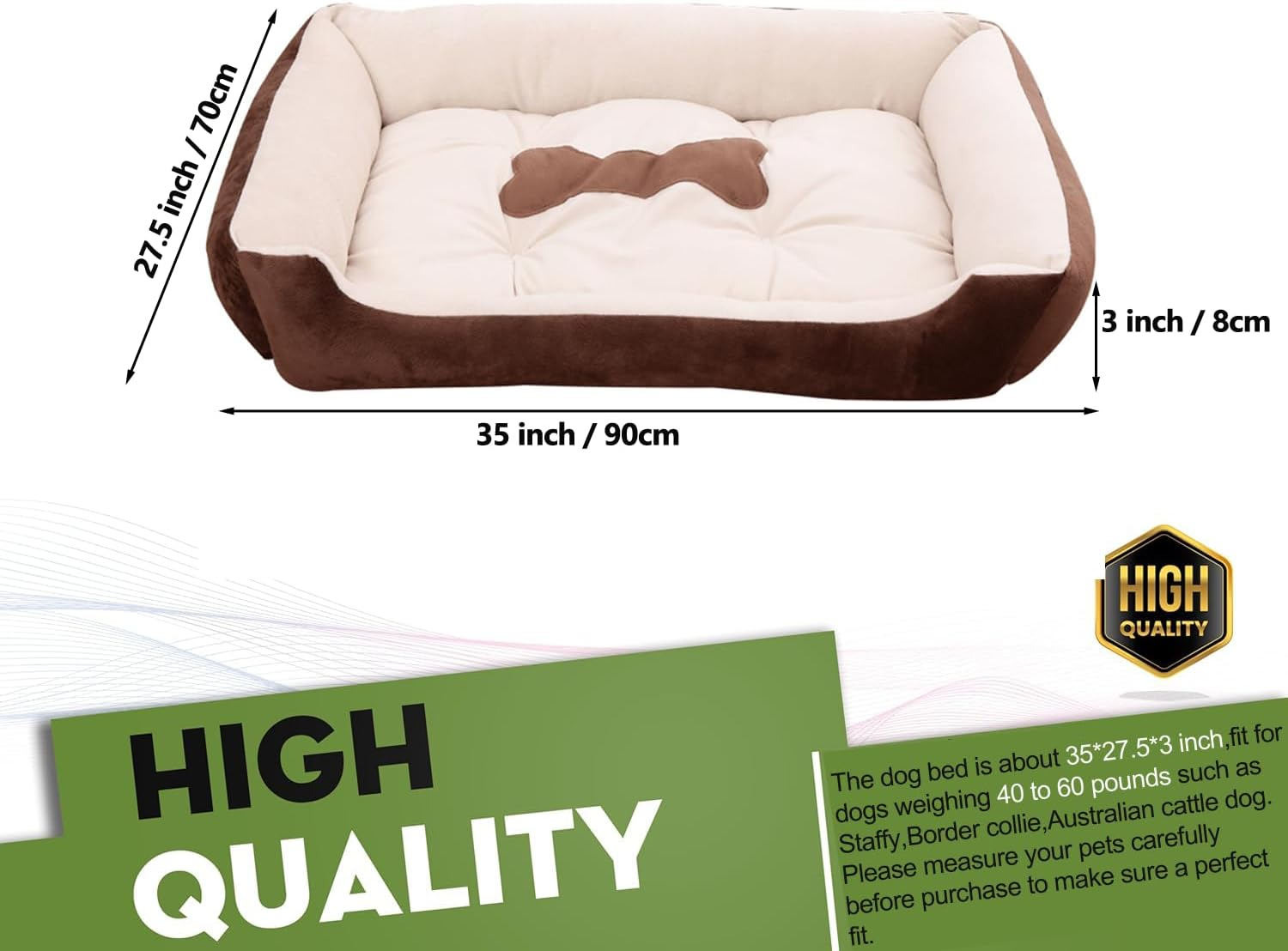 Dog Bed for Large Dogs Dog Crate Mat 36 Inch Comfy Fluffy Kennel Pad for Dogs up to 60 Lbs,Non-Slip Bottom Pet Sofa Bed 36" X 27" (Black) image number 5