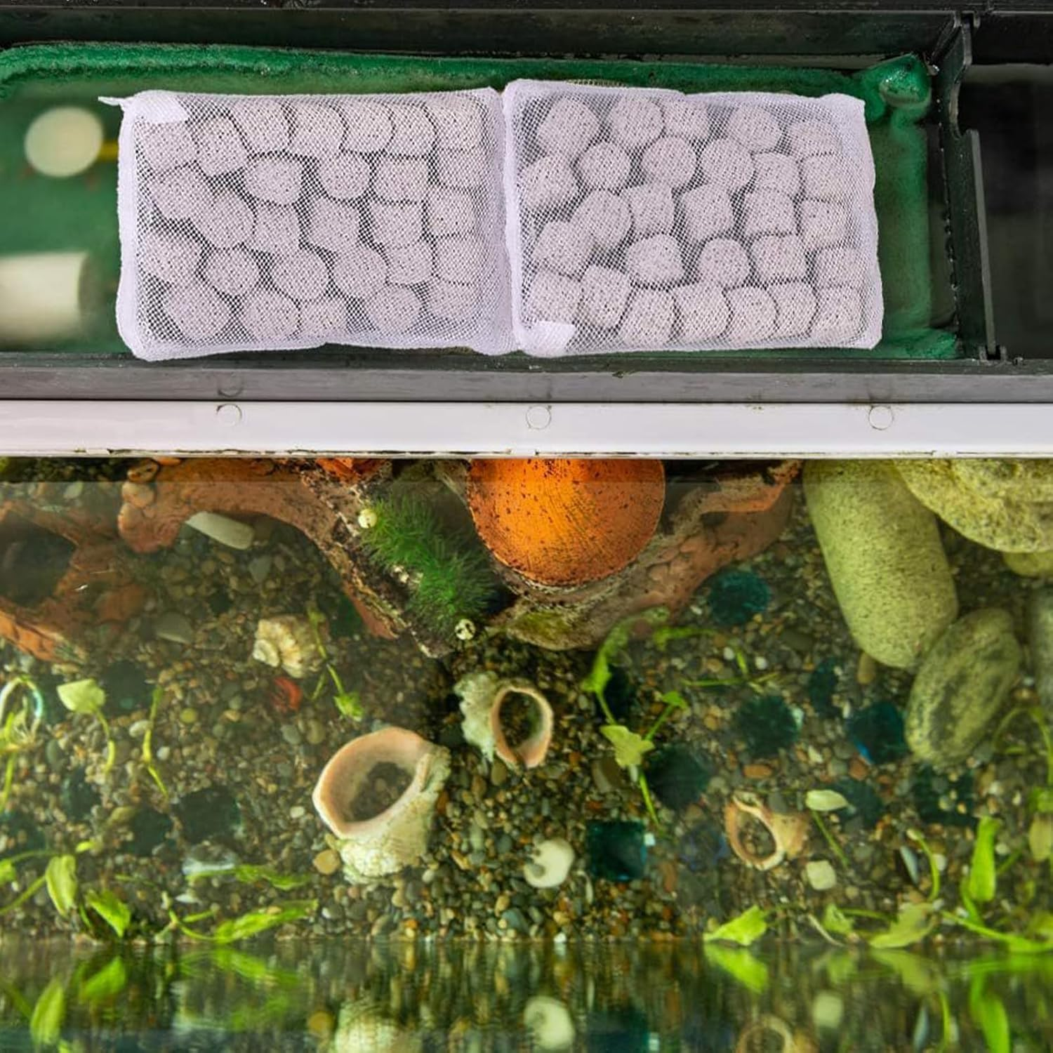 16 Pcs Aquarium Filter Media Bags, Fine Mesh Reusable Zipper Bags for Bio Balls, Activated Carbon, Ceramic Rings, Fish Tank Filter Media Storage, Size 15X20Cm