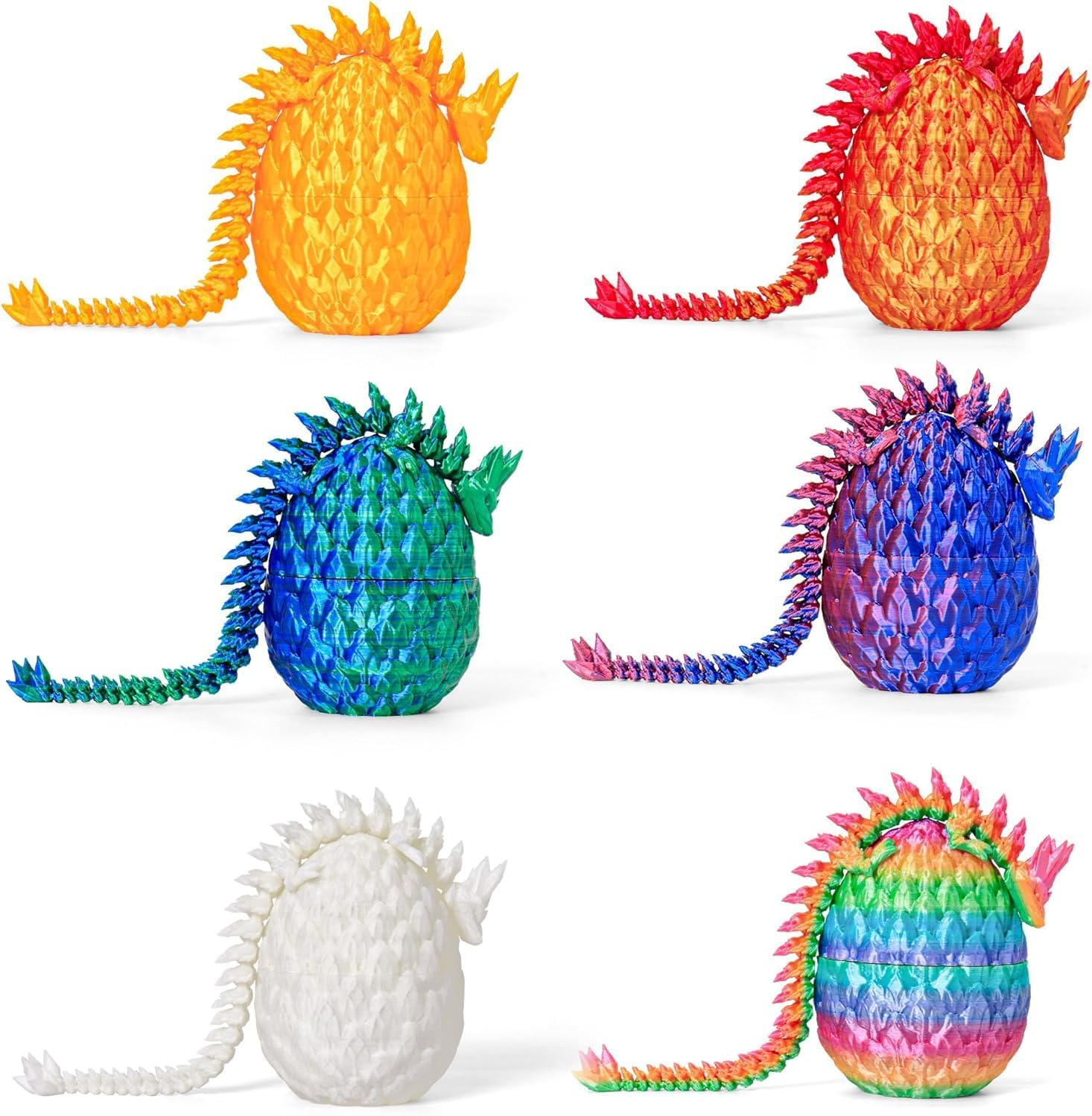 6 PCS Dragon Egg, 3D Printed Dragon Eggs with Dragon inside Surprise Mystery Easter Egg Fidget Toy, Articulated Crystal Toys for Kid Desk Decor (6PCS)