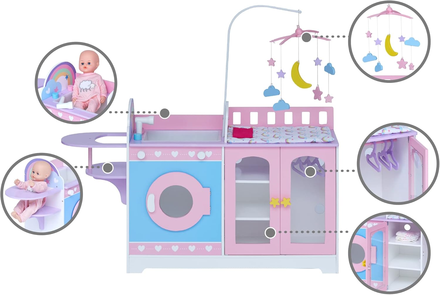 Olivia'S Little World 6-In-1 Baby Doll Changing Station, Pink/Purple image number 3