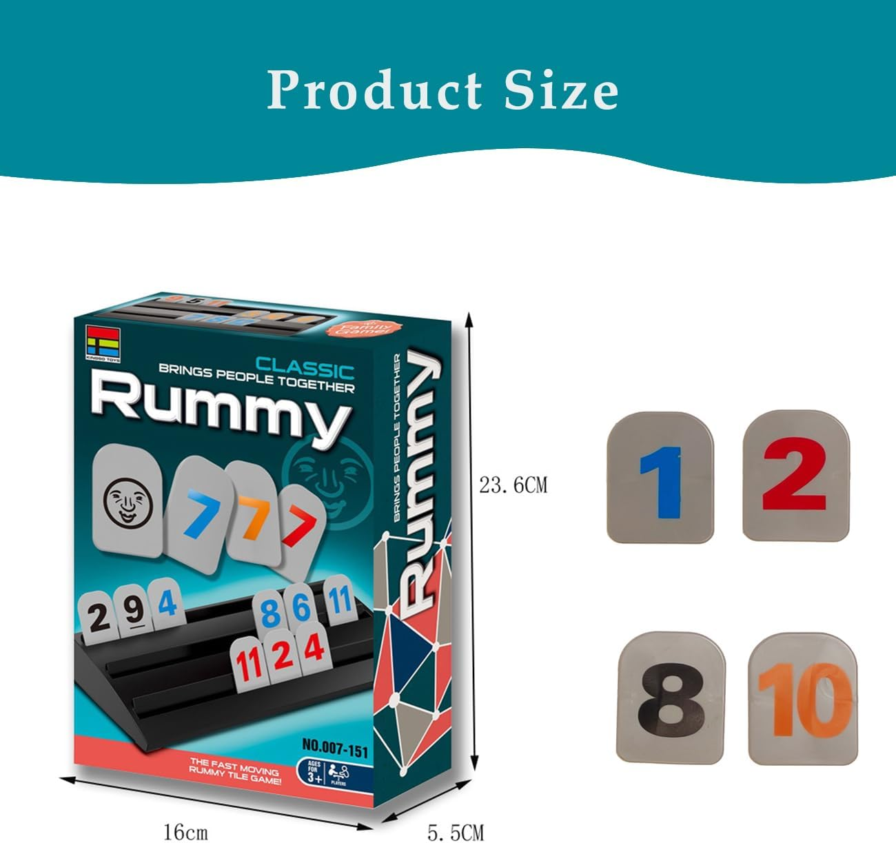 Rummy Tiles Game Set with 4 Double Tier Tile Racks Trays Rummy Cube Playing Racks in Travel Bag for Family Classic Board Games Travel Game Mini Rummy Game for Adult and Kids image number 6