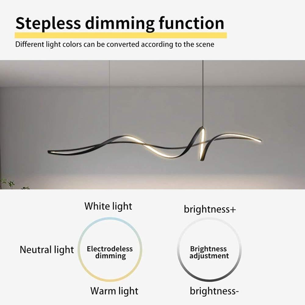 BAMDECOR A036 Modern LED Linear Pendant Lights with Dimmable LED and Adjustable Hanging Length 120Cm -Black image number 1