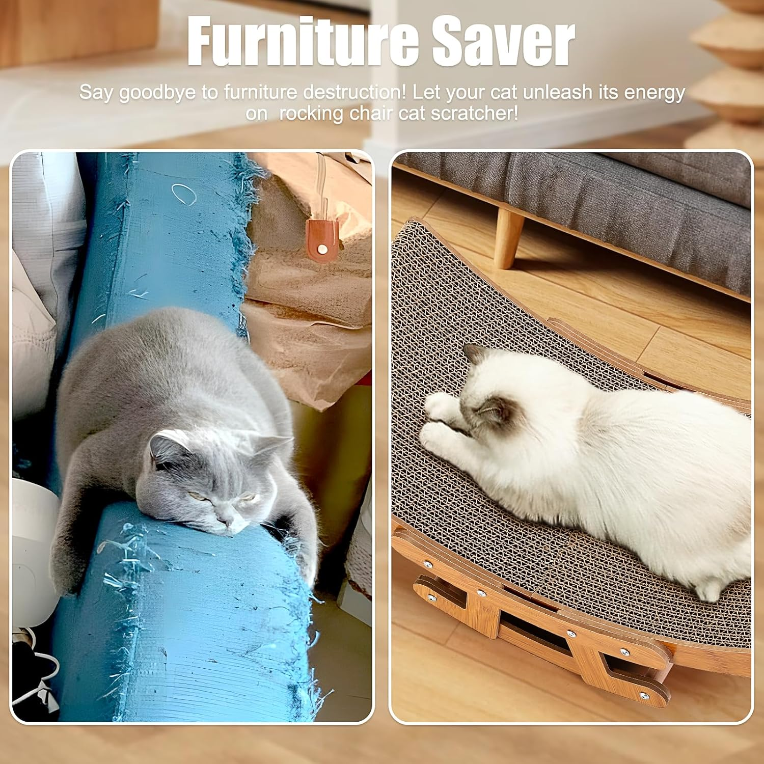 Cat Scratcher for Indoor Cats,2-In-1 Cardboard Cat House,Cardboard Cat Scratcher,Cat Scratching Pad Lounge Bed for Small Medium Large Cat image number 2