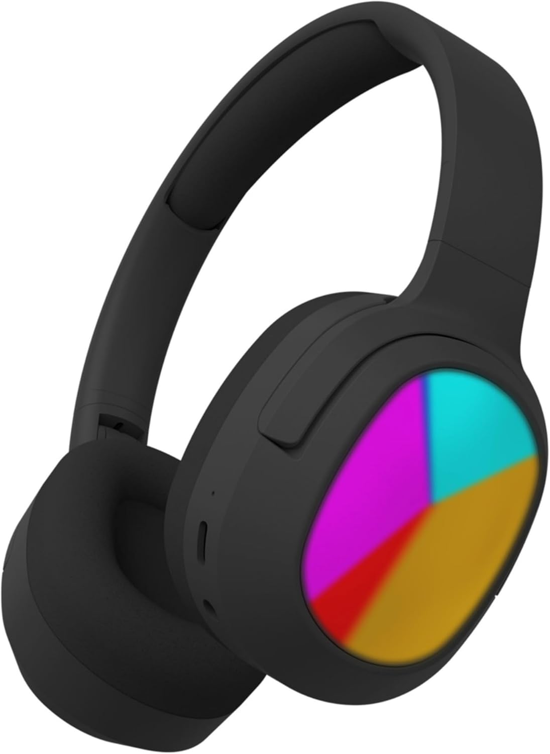 Laser Kids Bluetooth 5.4 Wireless Headphones with RGB Lights, Foldable, Safe Volume Limited to 85Db, Built in Mic - Supports USB C Charging, AUX and Micro SD (Black)