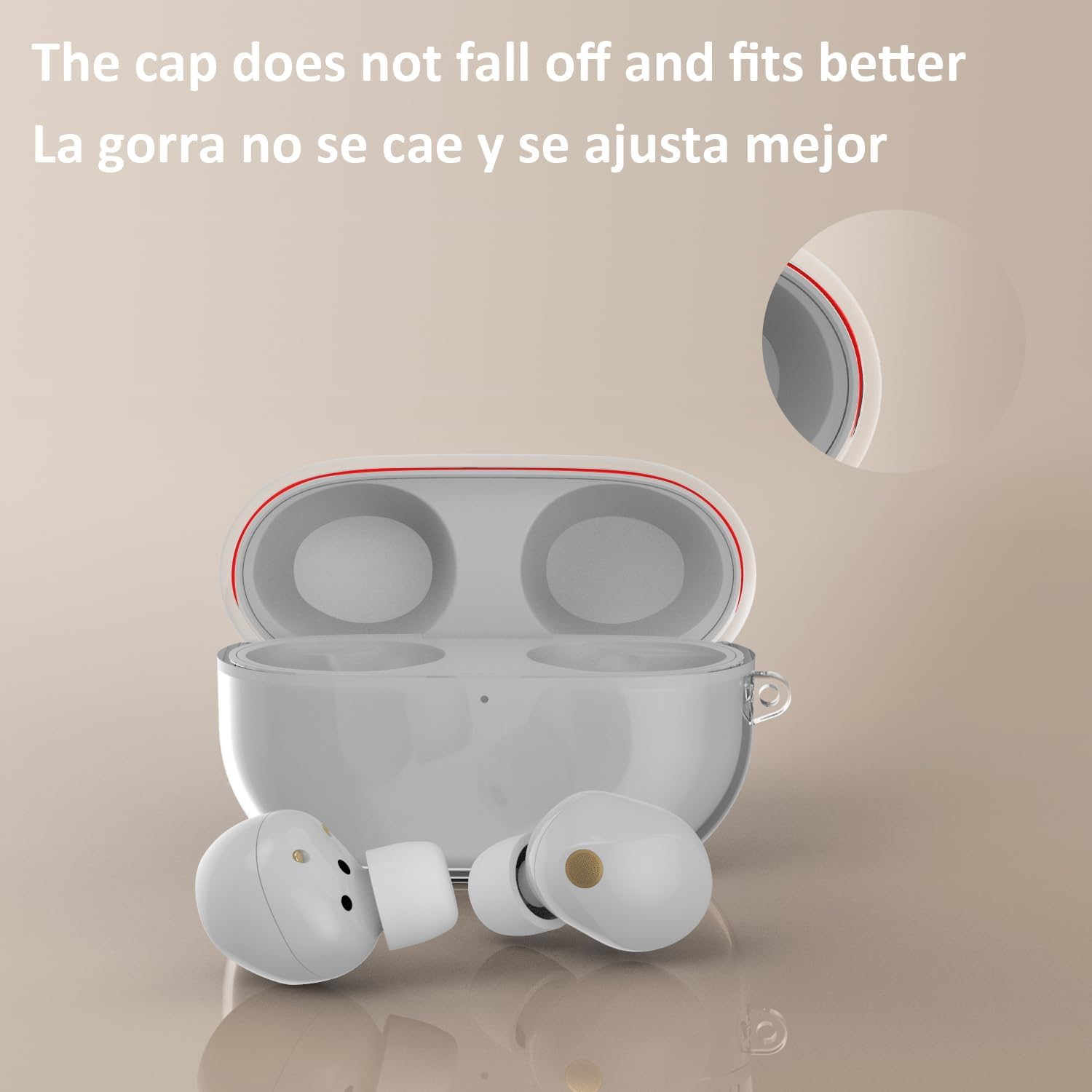 USTIYA Case for Sony WF-1000XM5 Protection Cover Full-Body Soft Silicone with Keychain Headphone Accessories (Clear) image number 2