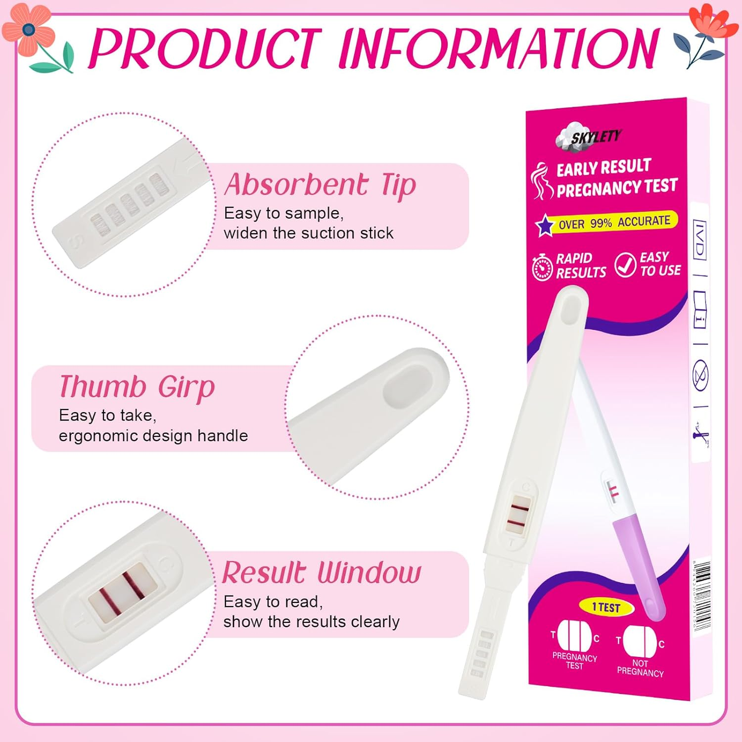 Skylety 3 Pieces Fake Positive Pregnancy Test Prank Fake Early Result Pregnancy Test Always Turns Positive for Practical Joke(Purple) image number 1