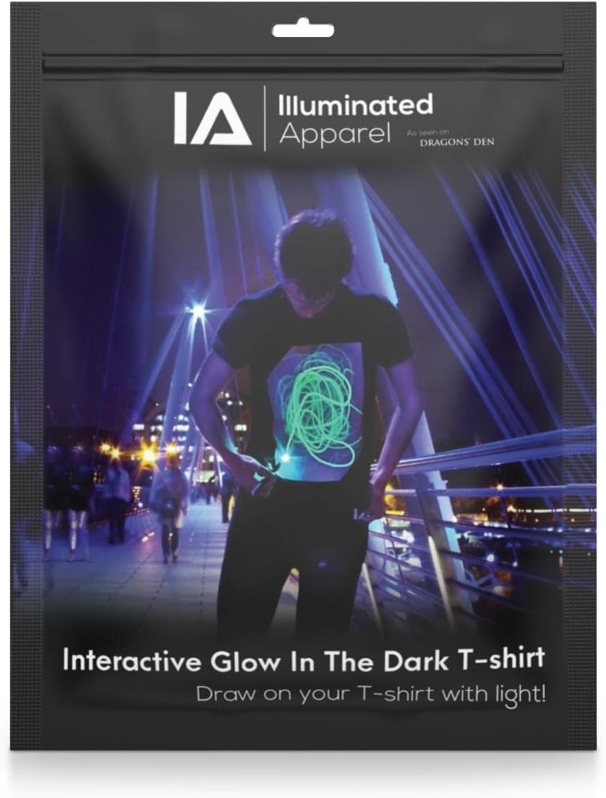 Illuminated Apparel Original Interactive Glow in the Dark T-Shirt with Rechargeable Glow Pen image number 4