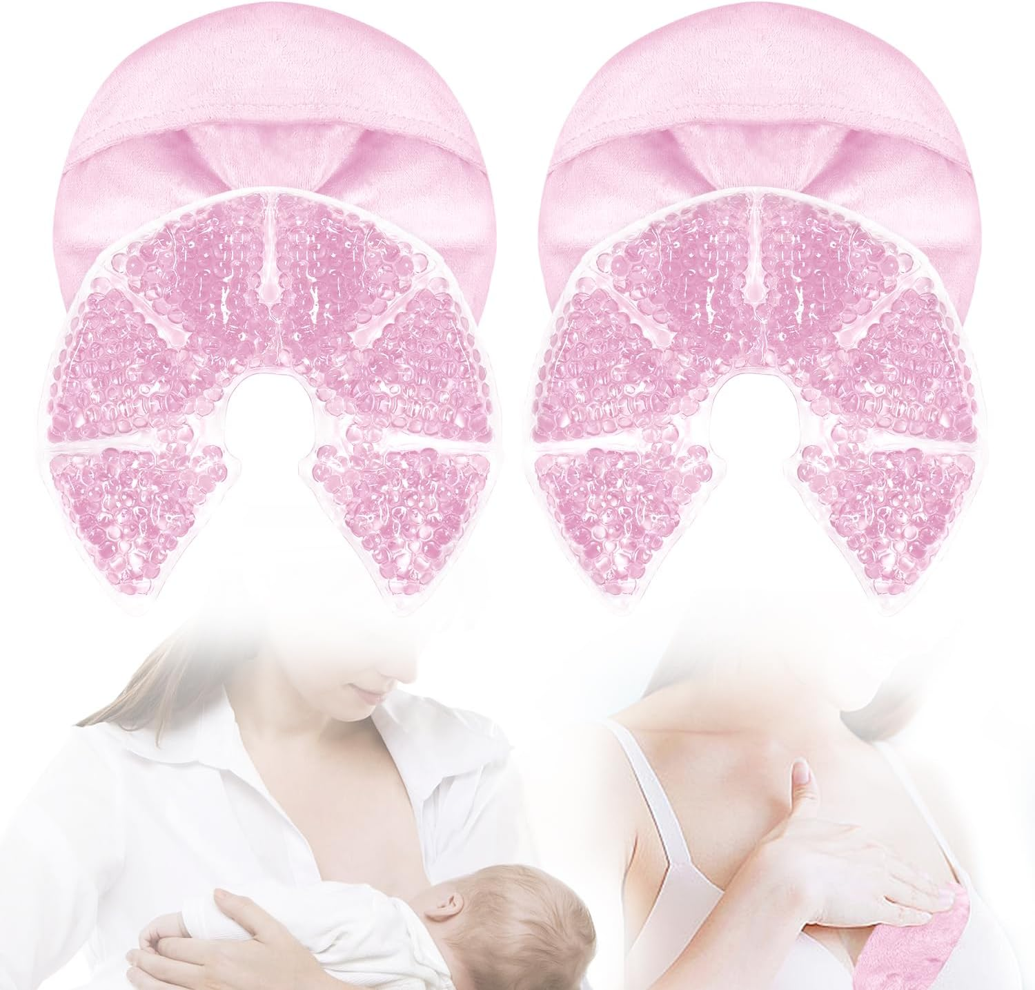 Hot Cold Gel Bead Breast Therapy Pack,Breast Ice Packs for Breastfeeding,Relief for Breastfeeding,Nursing Pain, Mastitis,Engorgement,Plugged Ducts, Boost Milk Let-Down & Production (#42 Purple)