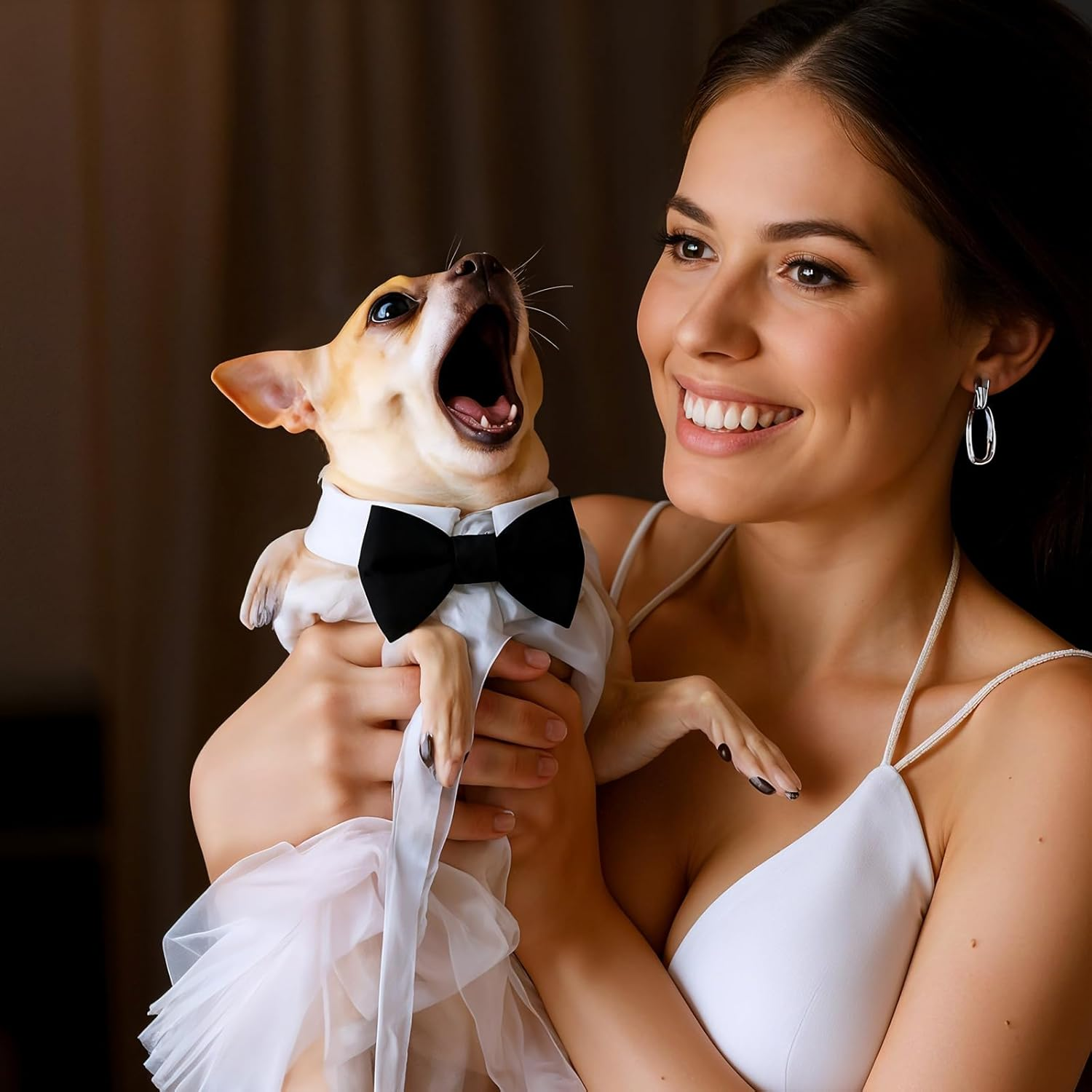 2 Pack Dog Cat Tuxedo Collar Cute Tux Puppies Dog Bowtie Cat Bow Tie Tux Collar Adjustable Formal Pet Cats Necktie for Dogs Cats Birthday Wedding Costumes image number 2