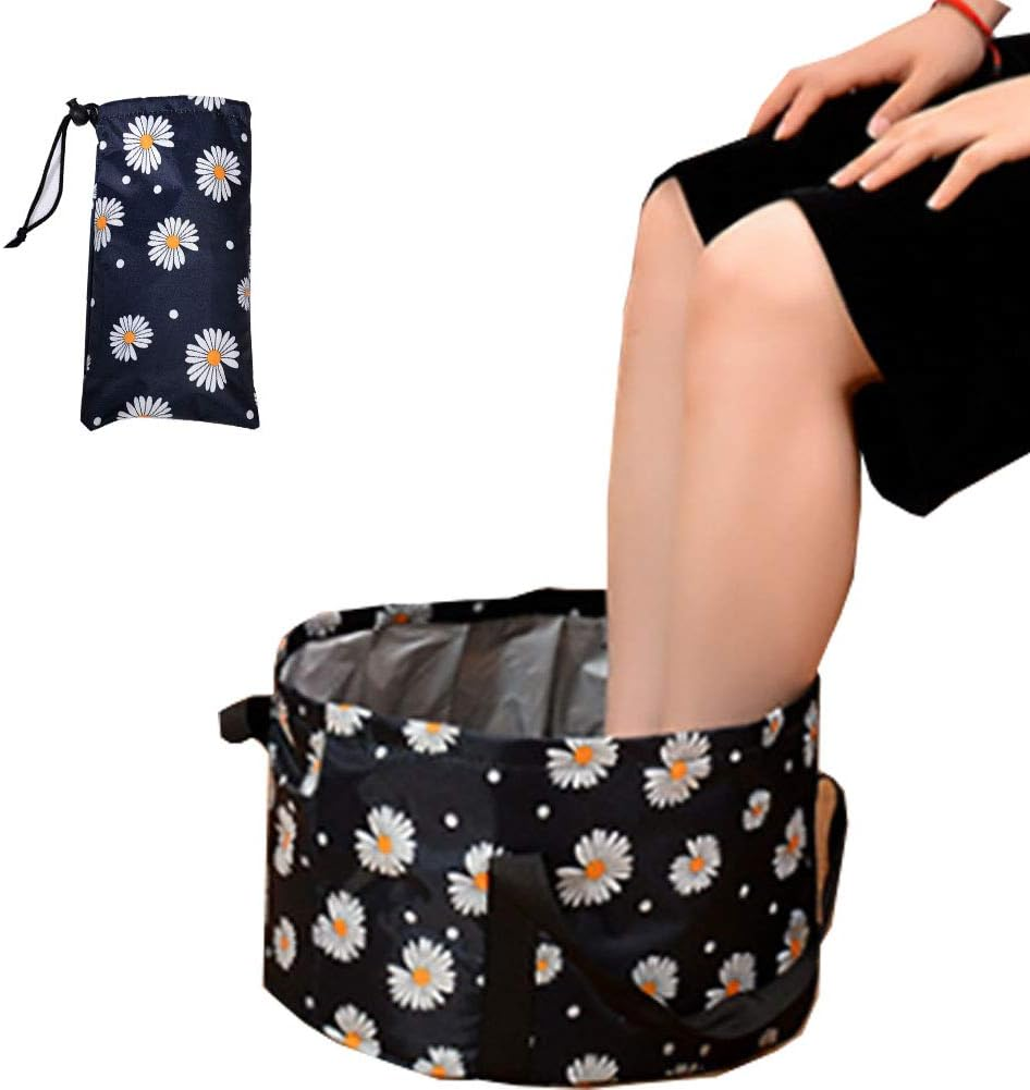 Collapsible Foot Bath Basin, Seneme Portable Travel Foot Tub for Soaking Feet Multifunctional Waterproof Foot Soaker Collapsible Bucket for Camping Washing Vegetables and Fruits (18 L/Green)