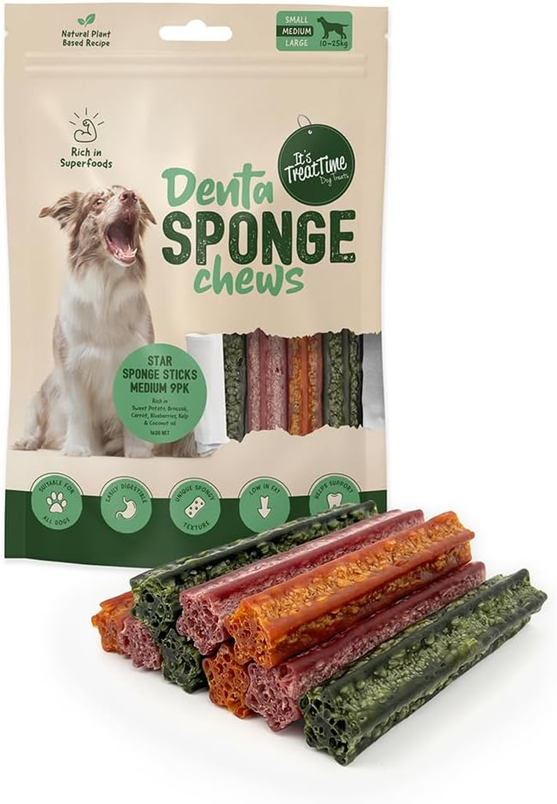 It'S Treat Time Denta Sponge Chews, Star Sticks, Natural Plant Based, Large 6 Pack &ndash; Dental Chews with Superfoods, Low Fat, Easily Digestible, Seaweed & Carrot &Purple Sweet Potato Flavour image number 4