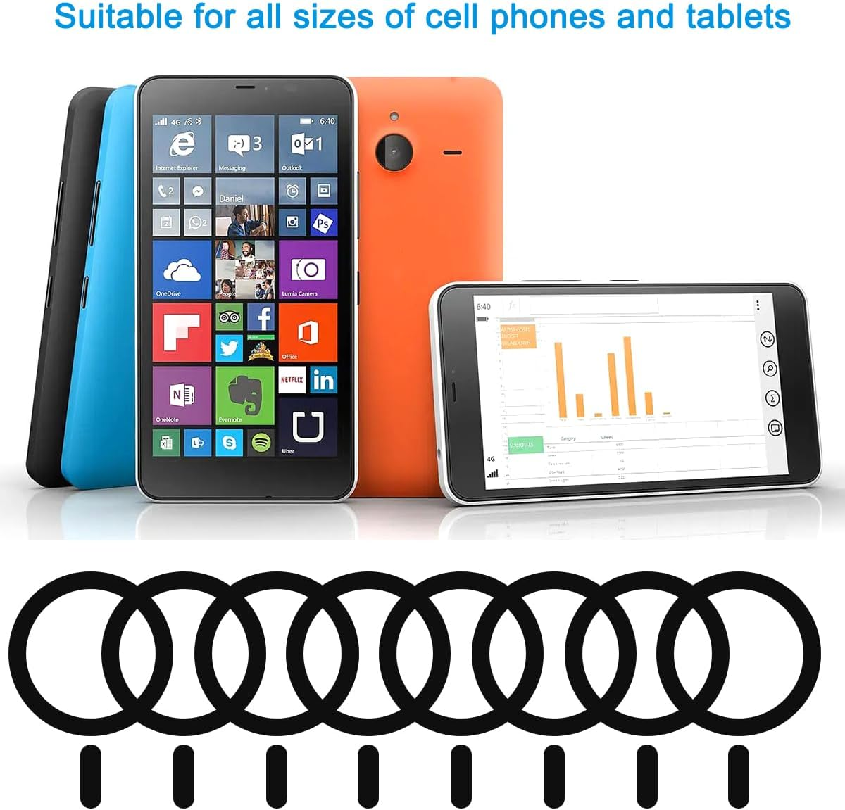 6 Pack Universal Metal Rings Sticker Compatible with Magsafe Magnetic Wireless Charger Iphone 13 12 Pro Mini Max, Ultra-Thin Car Charger Conversion Accessories (NO Magnet), Black,White - 6Color image number 5