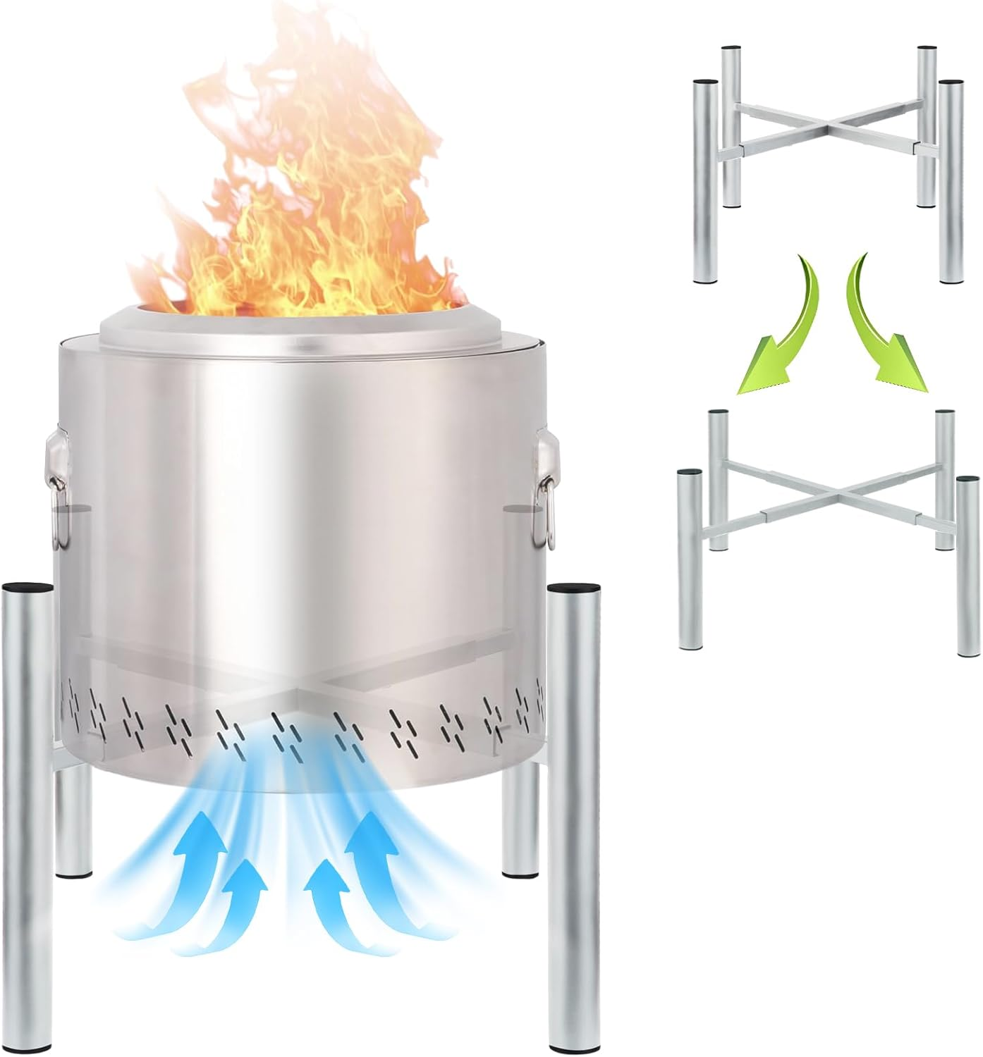 Triceratops Firepit Stand, 15-27 Inches for Solo Stove Bonfire Ranger and Other outside Fire Pits, Outdoor Camping Accessory, Stainless Steel for Fireplace Use