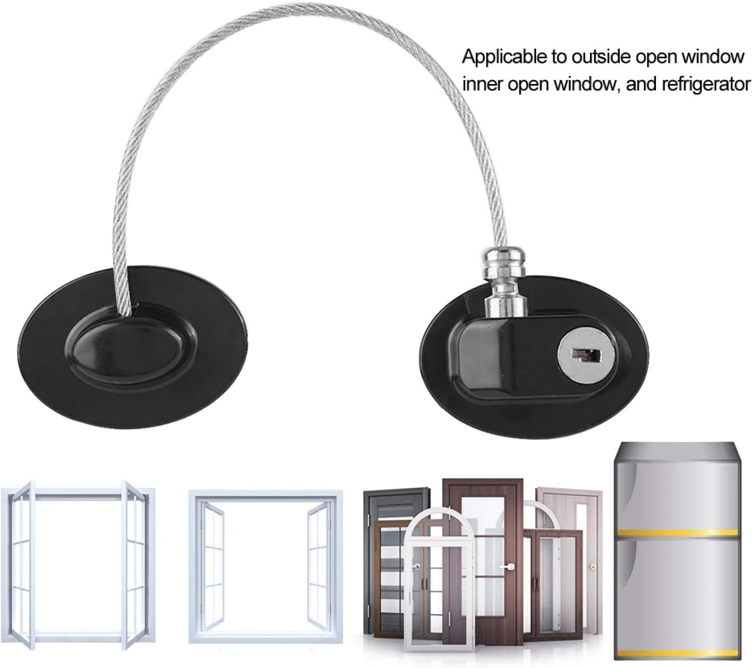 Child Safety Locks, Baby Safety Lock Safety Door Lock, Door Lock Drawers for Fridge Window Cabinets(Black) image number 6