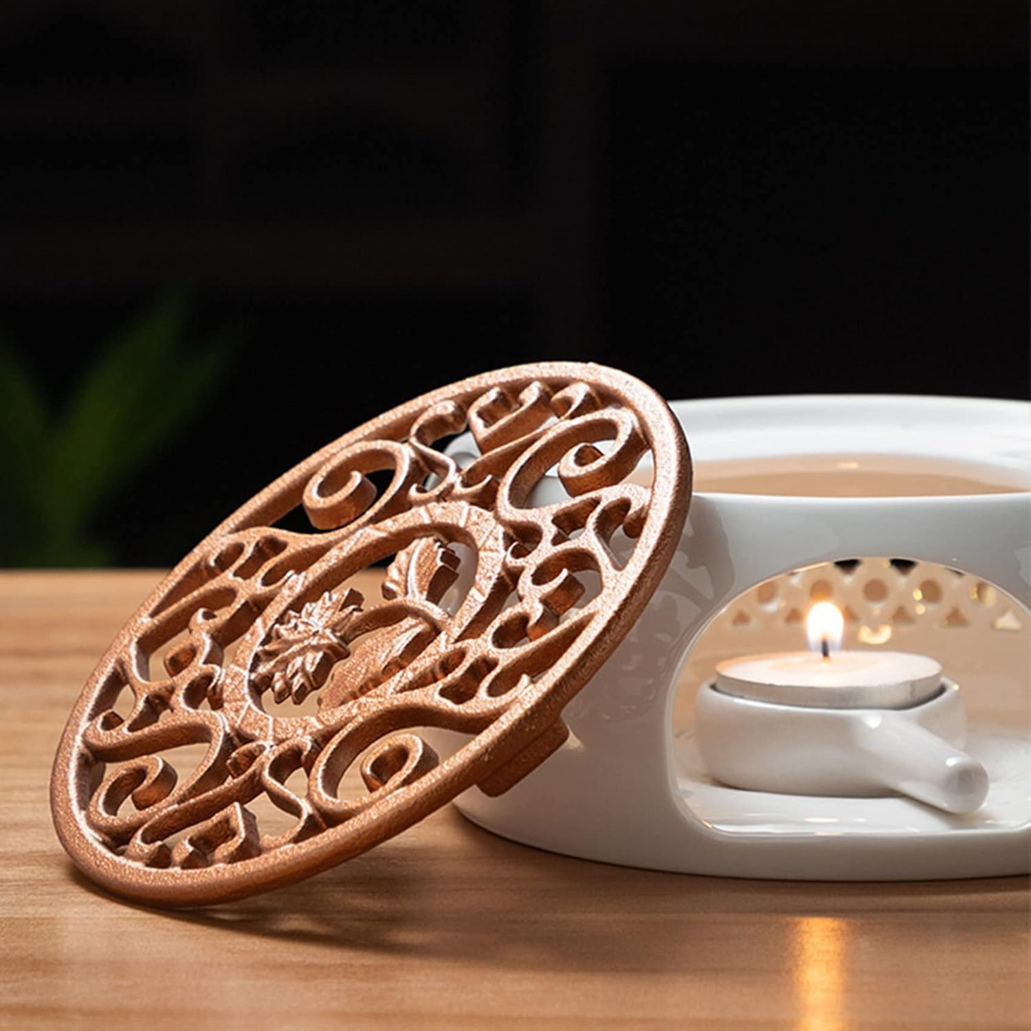 Erpmlyo Shiphose Ceramic Teapot Warmer Holder Base Tea Warmer Insulation Base Tea Coffee Water Warmer Candle Heating Base Holder Teaware image number 2