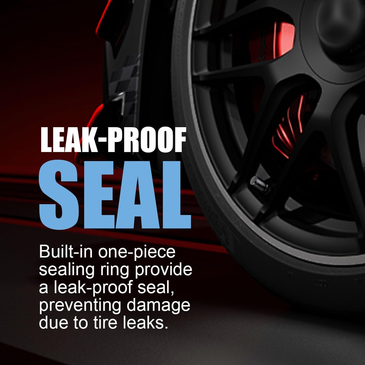 Tire Valve Stem Caps - (5 Pack) Metal Air Caps with Plastic Liner, Corrosion Resistant, Leak-Proof, Universal Stem Covers for Cars Trucks Motorcycles and Bikes - Black image number 2