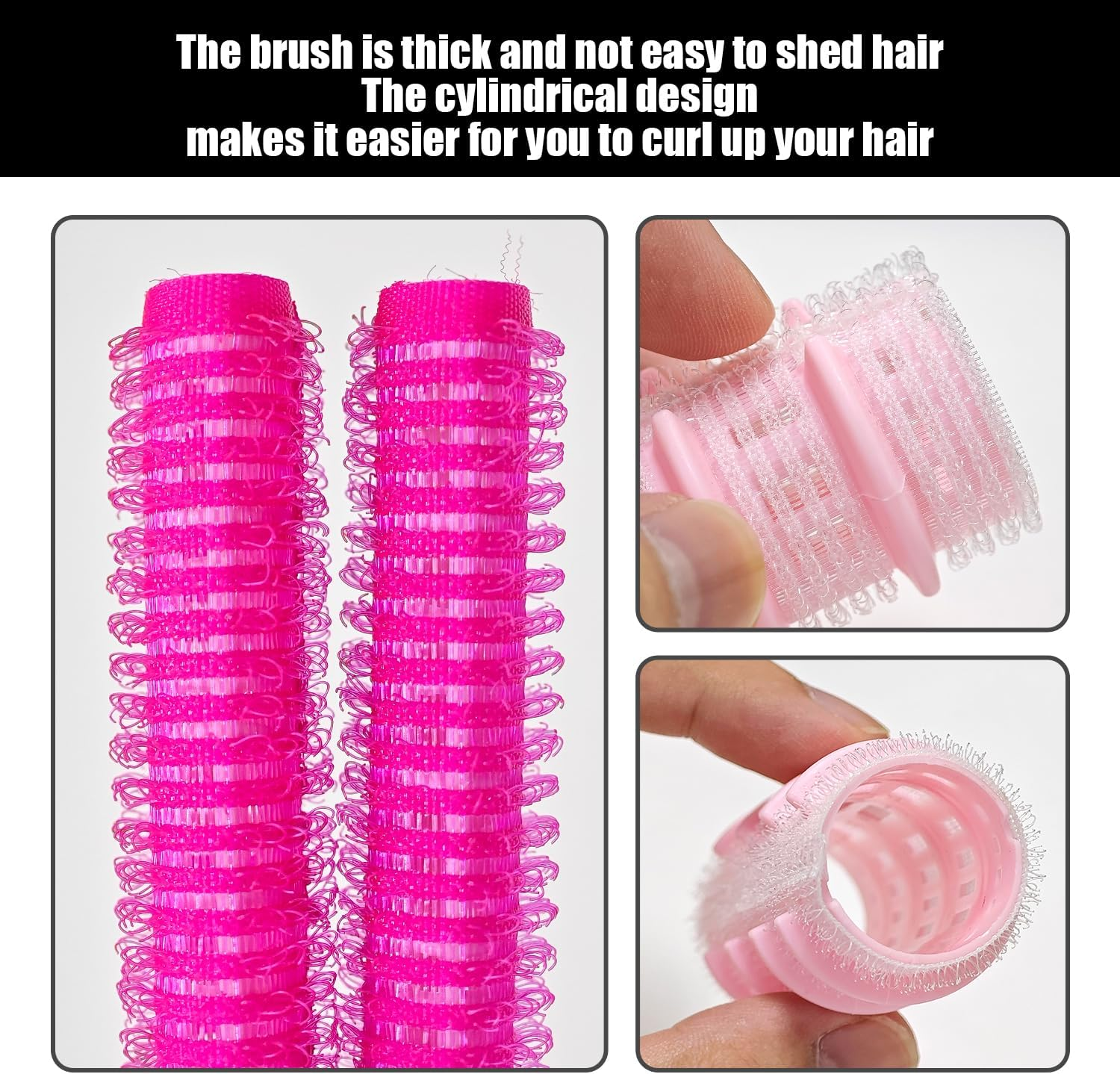 Pack of 4 Mini Hair Rollers, Fluffy Hair Clips, Pony Curlers, Suitable for DIY Hairstyle Making (Pink) image number 3