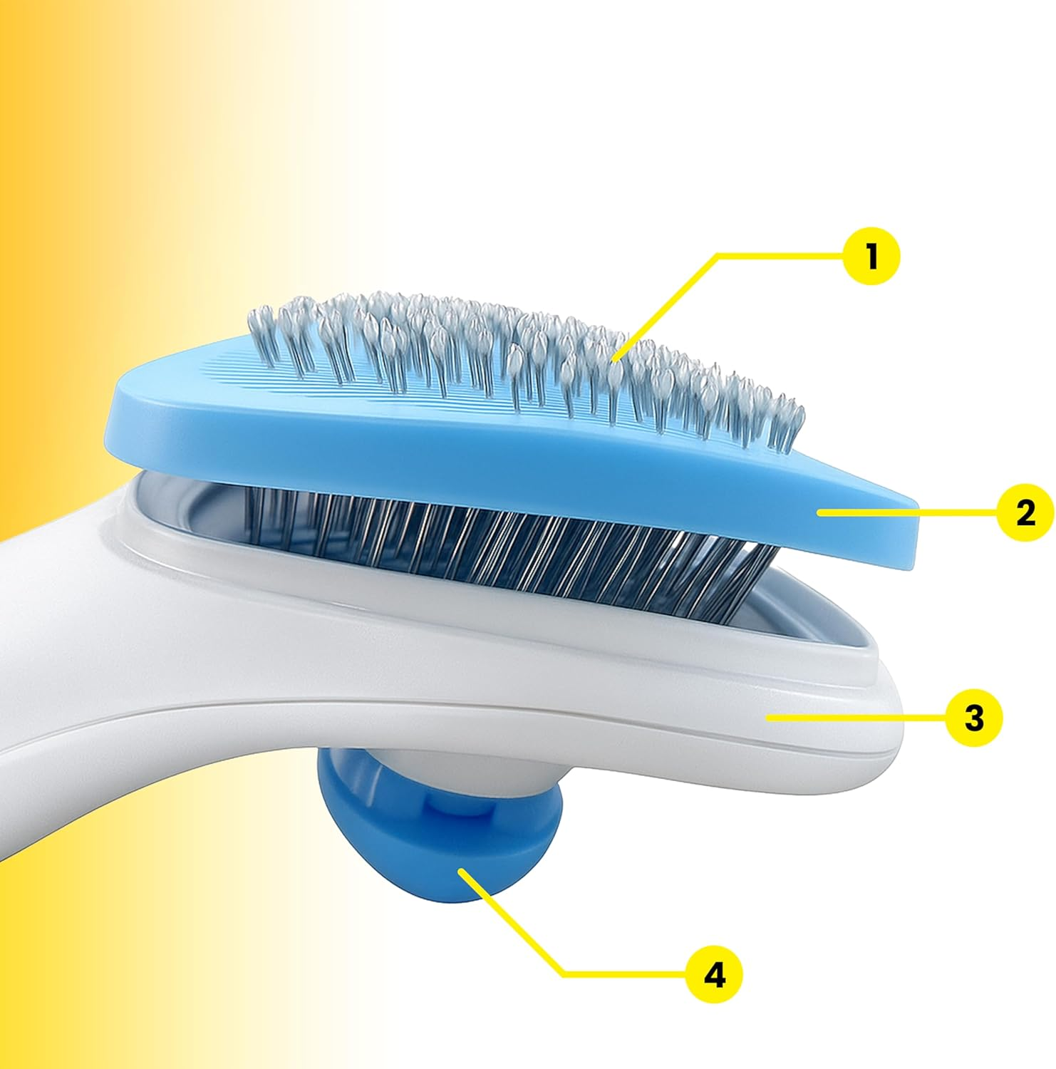 Retoo Dog Brush, Cat Brush, Self-Cleaning - Pet Hair Brush against Undercoat, Loose Hair & Tangles - Ergonomic Handle, Grooming Brush for Short & Long Hair, Gentle Massage image number 6