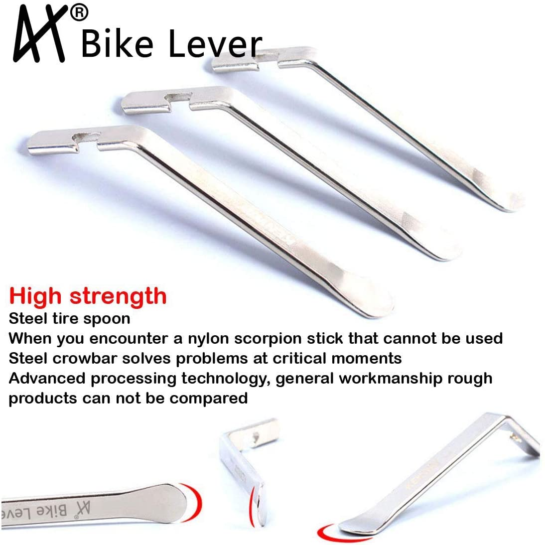Tragoods Premium Bicycle Tire Lever Tyre Spoon Iron Changing Tool, Bike Tire Levers Premium Stainless Steel Levers to Repair Bike Tube, Best Tire Changing Tool - 3 Pcs image number 3