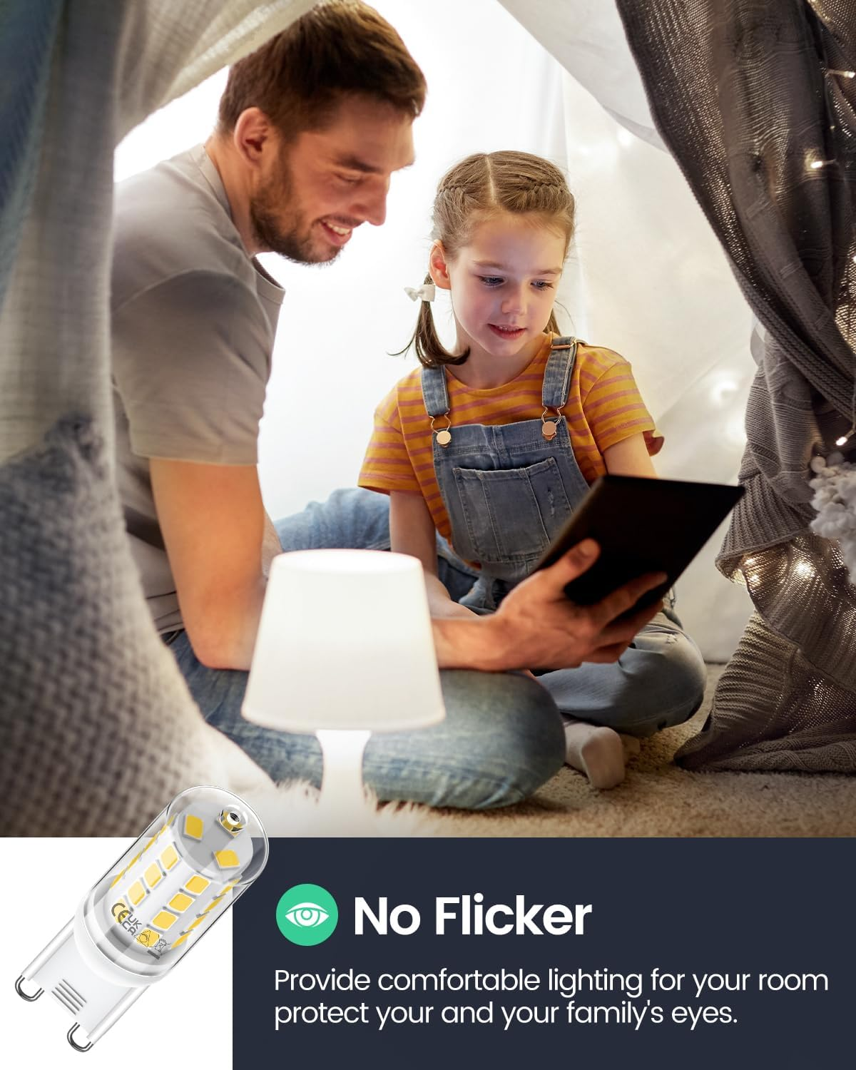 Tailcas G9 Dimmable LED Bulb, 3W G9 6000K Cool White Equivalent to 30W Halogen, 320LM Flicker-Free, for Bedroom, Living Room, Kitchen, 360 Degree Angle AC 220-240V, Pack of 10 - Cold White image number 5