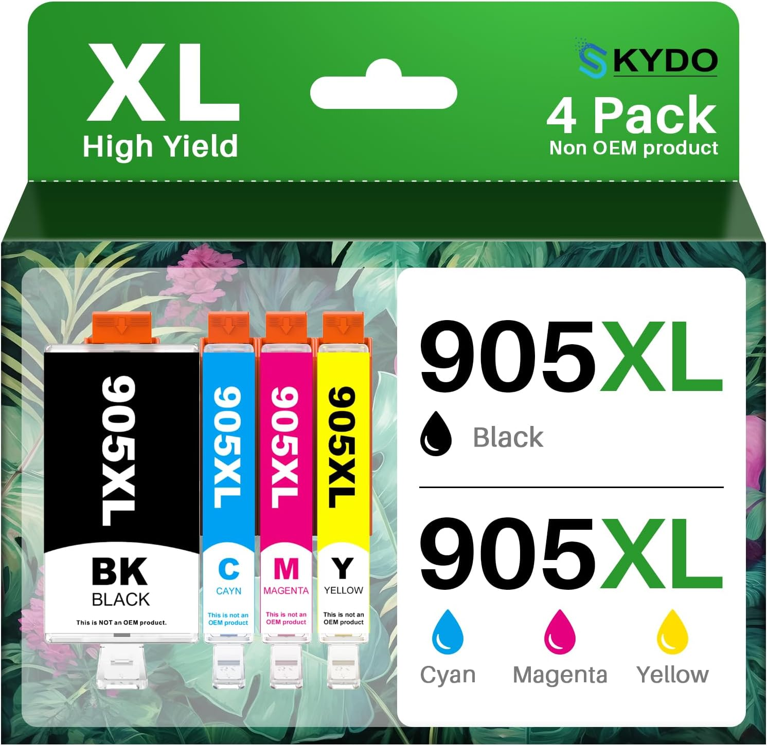 905XL Ink Cartridges Combo Pack High Yield Replacement Compatible for 905XL 905 XL Works with Officejet Pro 6950 6956 6960 6970 6978 6968 6974 6975 Printer（Bk/C/M/Y，4 Pack） image number 2