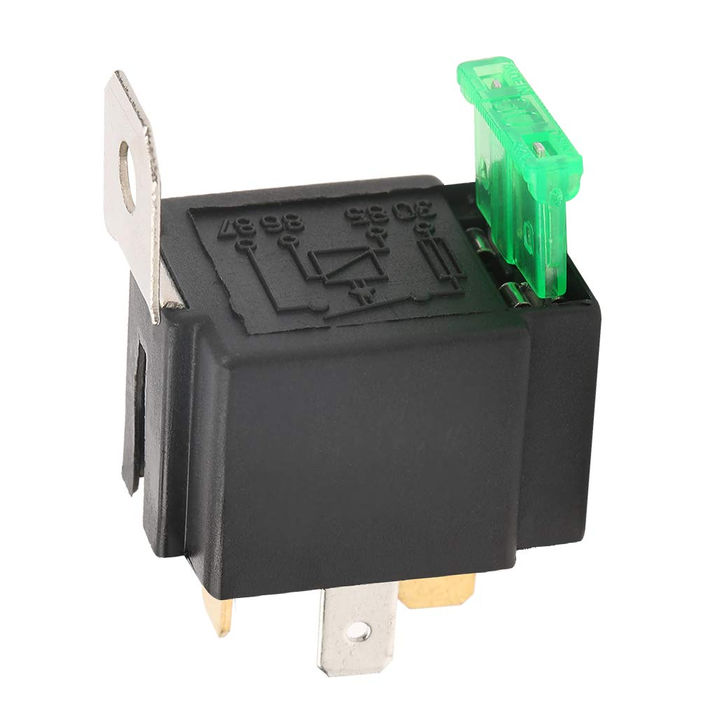 Automotive Fused Relay,Black 4-Pin DC 12V 30A Car Normally Open Contacts Fused Relay On/Off with Bracket,Fused Relay with 4-Pins and 30A Blade Fuse image number 3