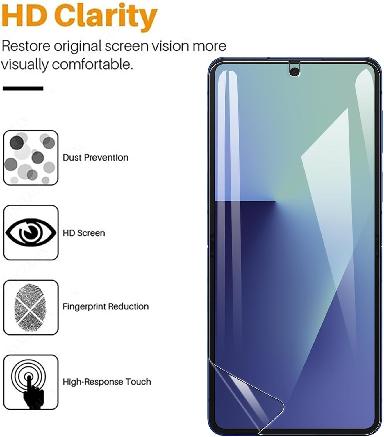 Electro-Weideworld Screen Protector for Samsung Galaxy Z Flip 7/Flip7, 3 Pack HD Clear Bubble-Free Anti-Scratch inside Screen Film for Galaxy Z Flip 7[Self-Healing]